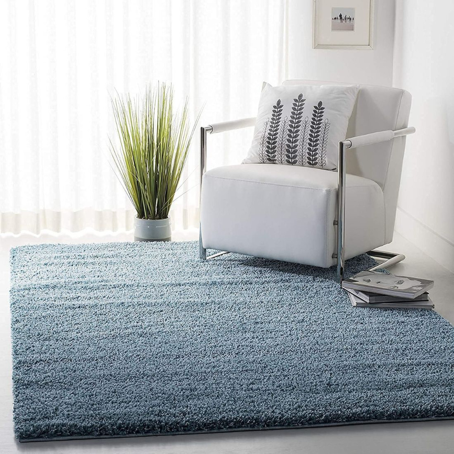 Image of shopgallery 92 cm X 153 cm Polyester Carpet (Rectangle, Blue)