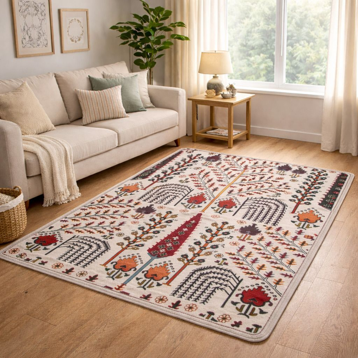 Image of Flipkart SmartBuy 121 cm X 182 cm Polyester Carpet (Rectangle, Beige)