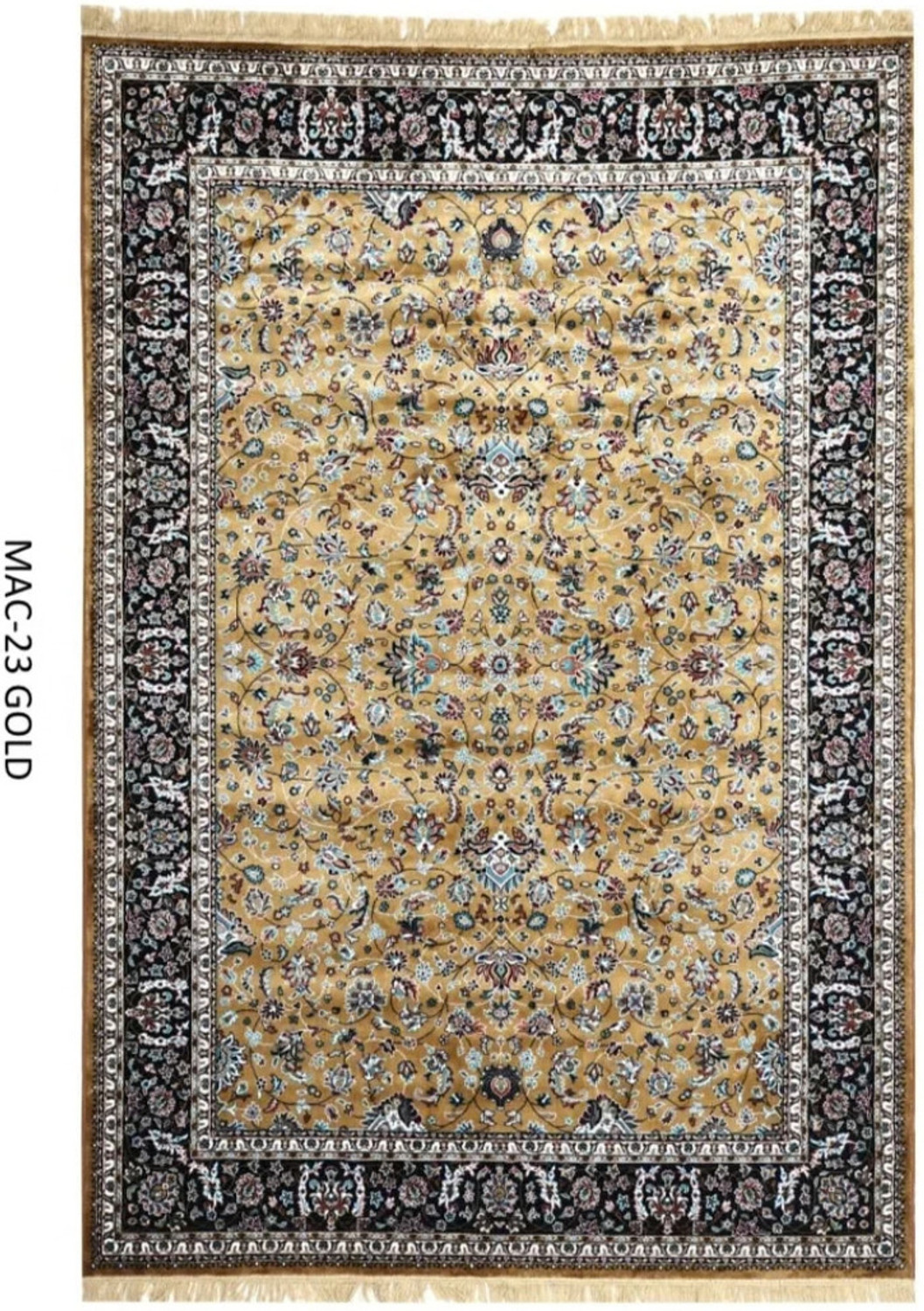 Image of ELISHAH 5 ft X 7 ft Silk Carpet (Rectangle, Yellow)