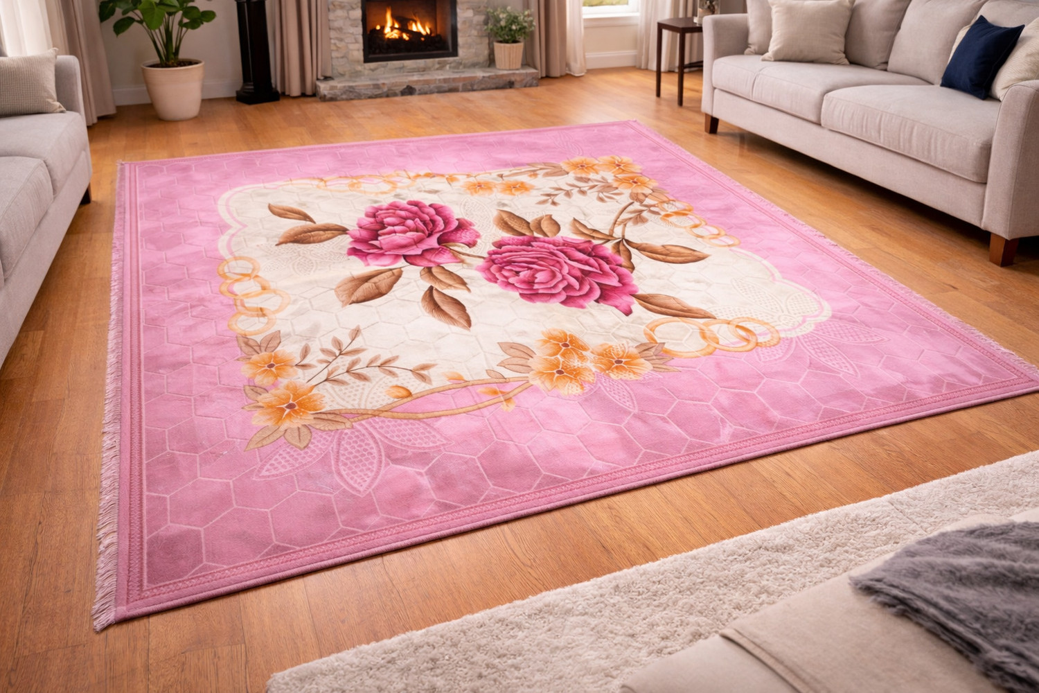 Image of Uttam Products 152.4 cm X 213.36 cm Velvet Carpet