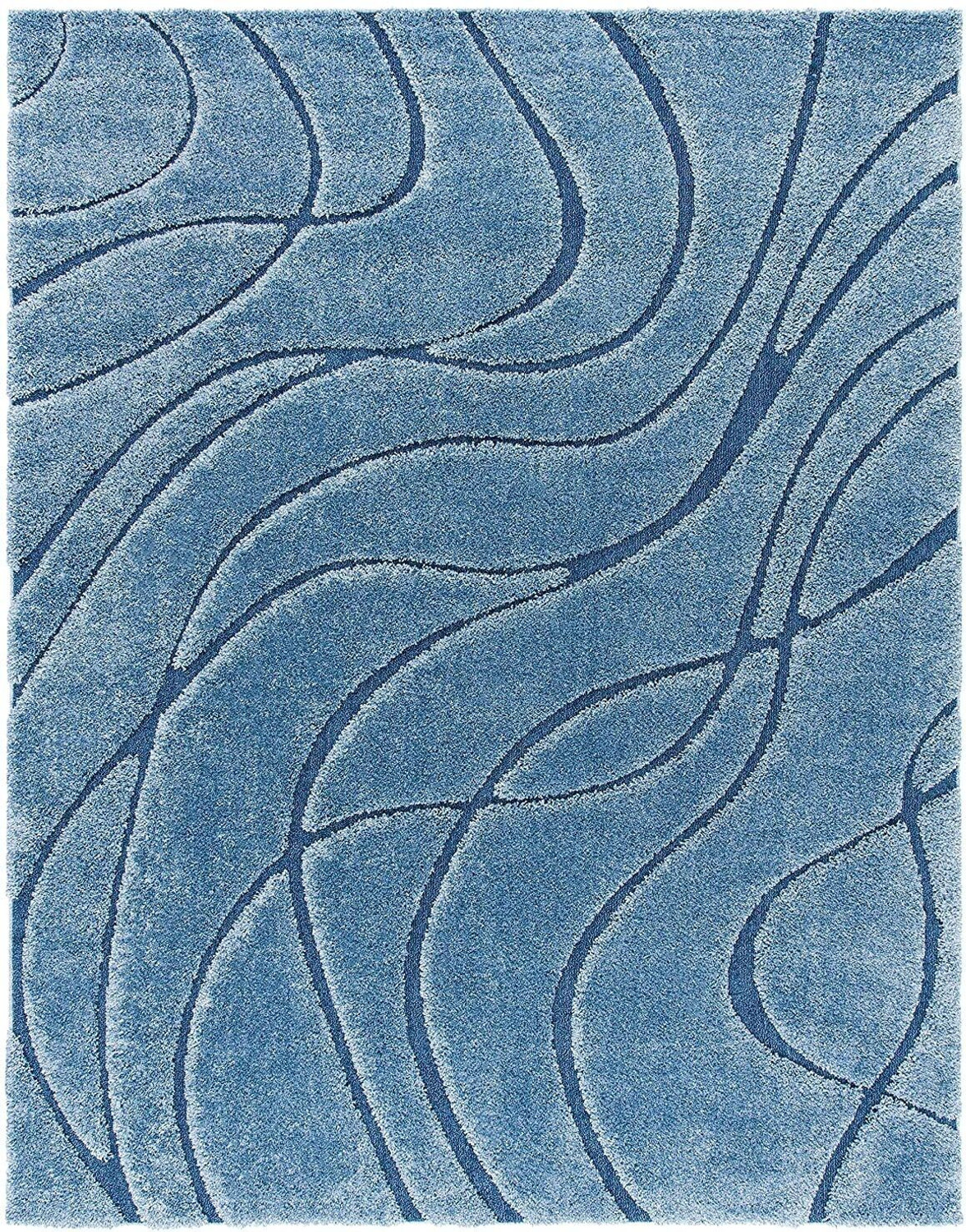 Image of Rugstudio 4 ft X 6 ft Polyester Carpet (Rectangle, Light Blue)