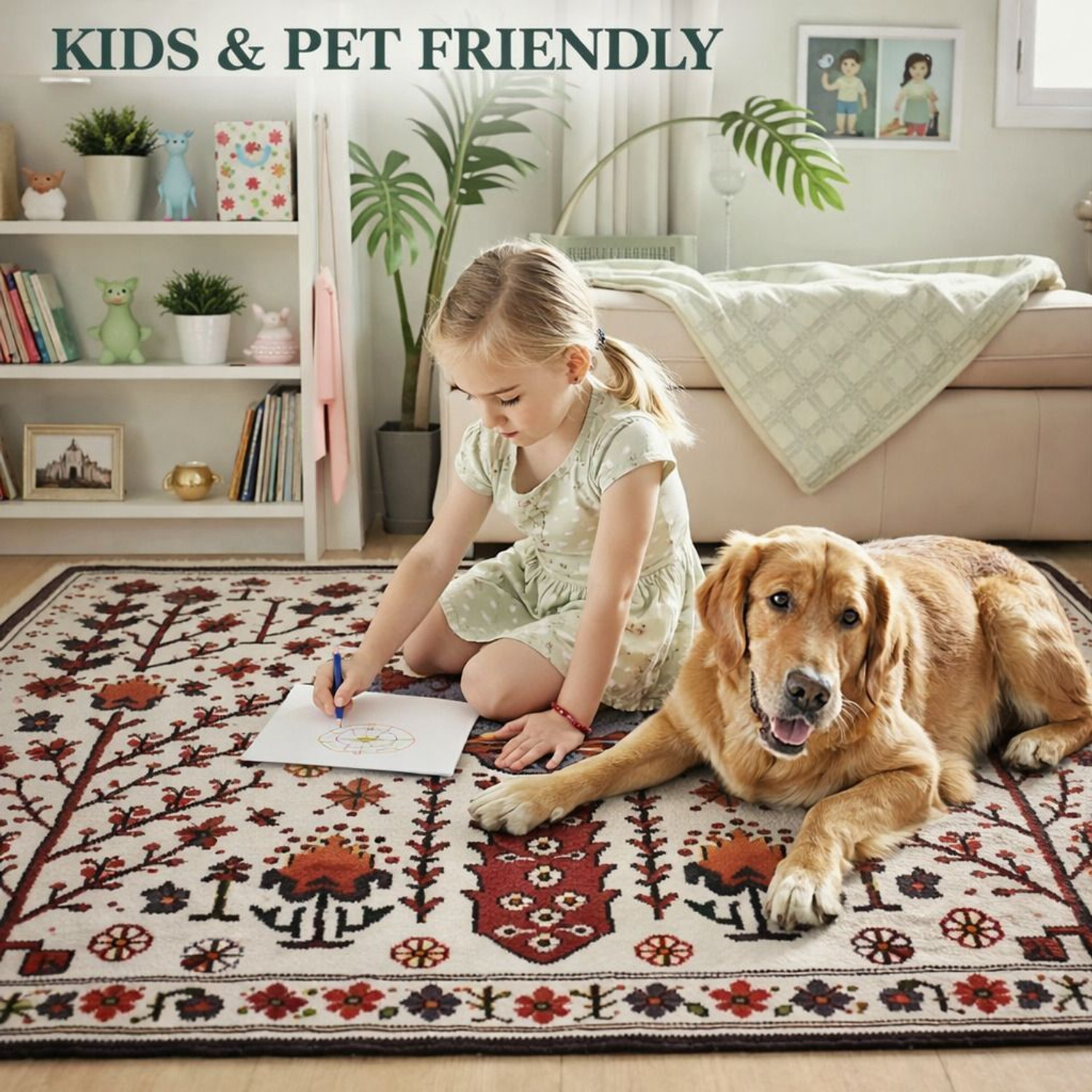 Image of Flipkart SmartBuy 121 cm X 182 cm Polyester Carpet (Rectangle, Beige)