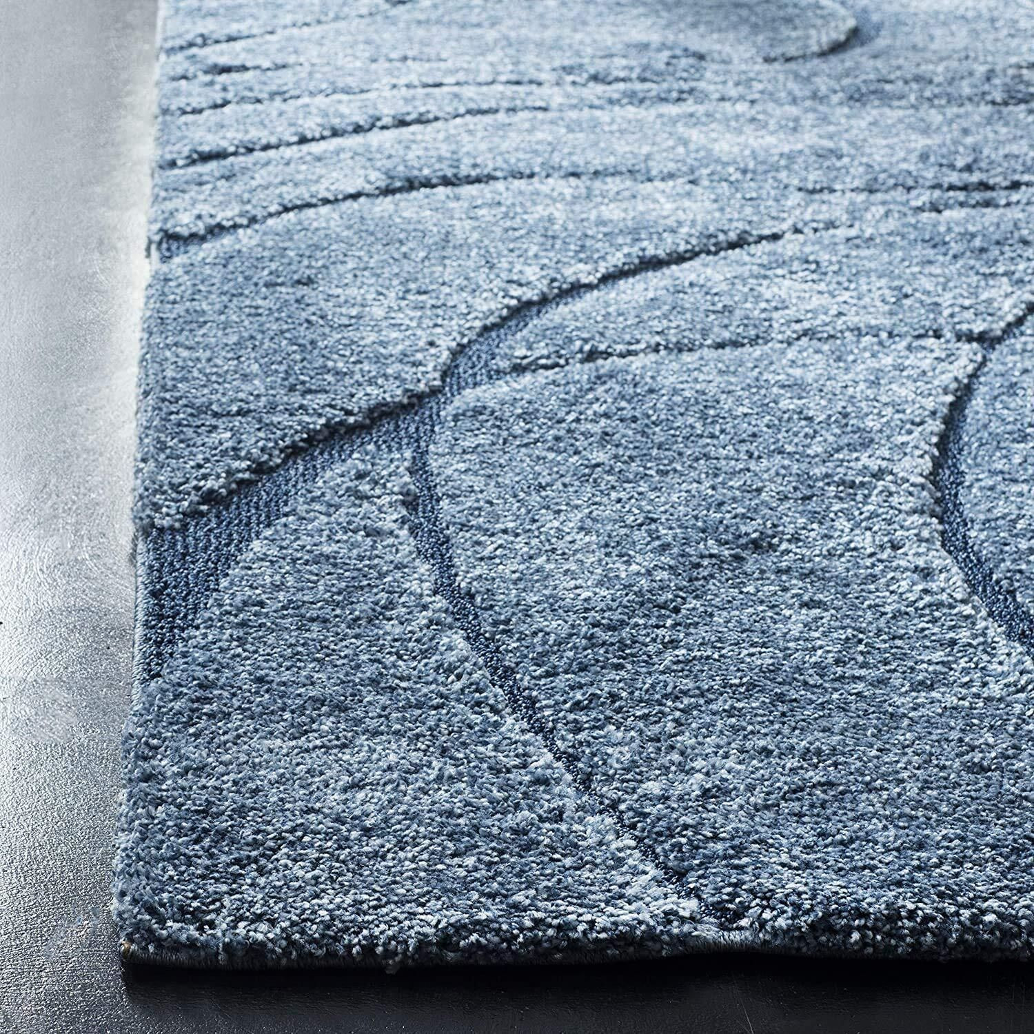 Image of Rugstudio 4 ft X 6 ft Polyester Carpet (Rectangle, Light Blue)