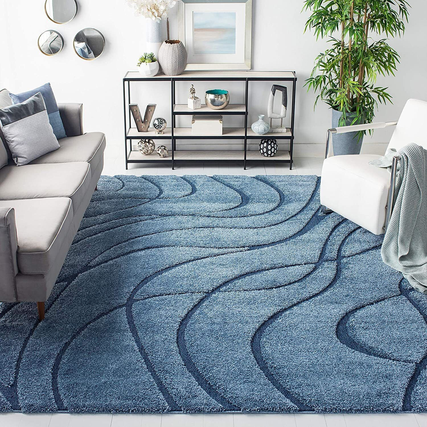 Image of Rugstudio 4 ft X 6 ft Polyester Carpet (Rectangle, Light Blue)