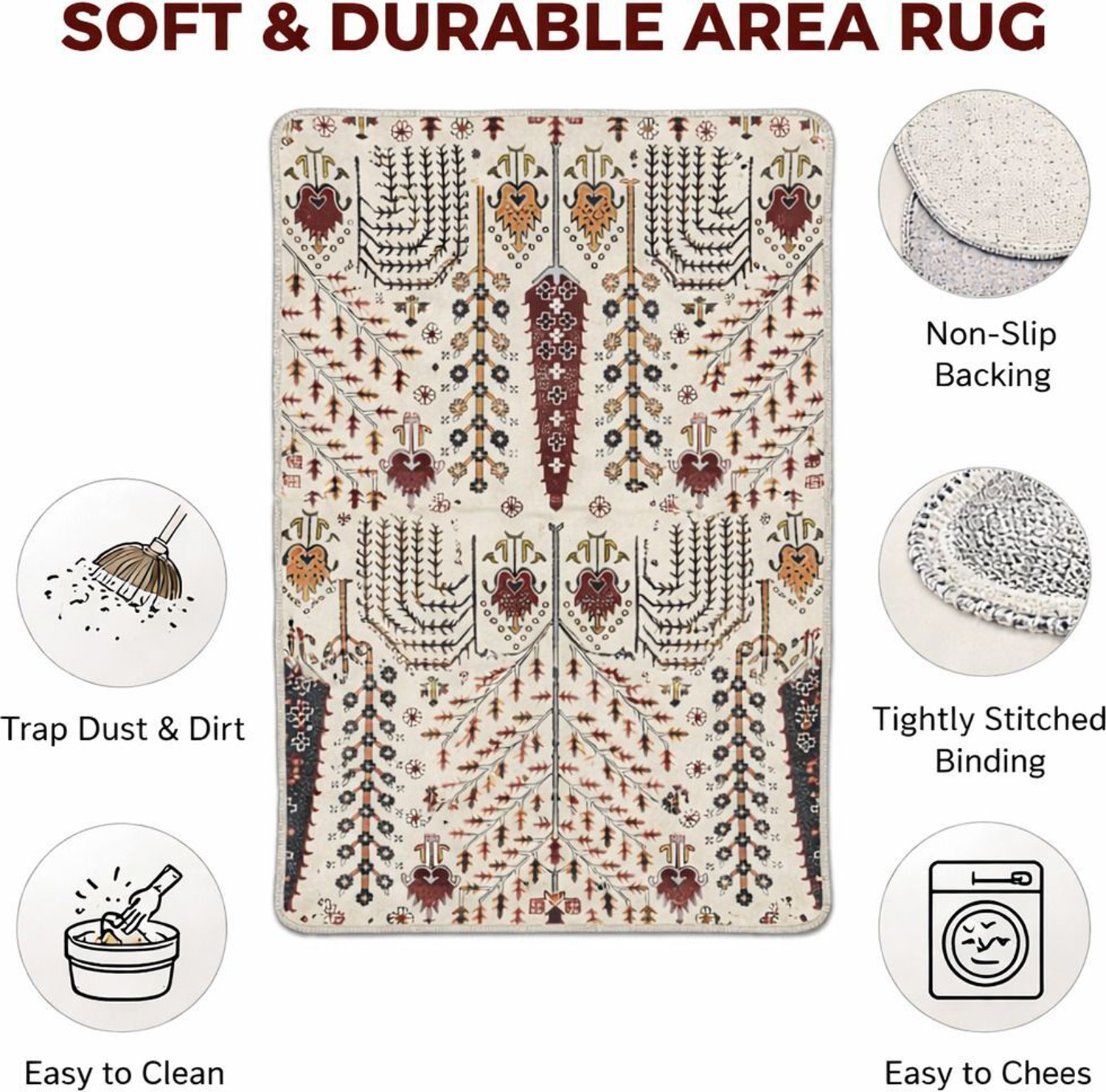 Image of Flipkart SmartBuy 121 cm X 182 cm Polyester Carpet (Rectangle, Beige)