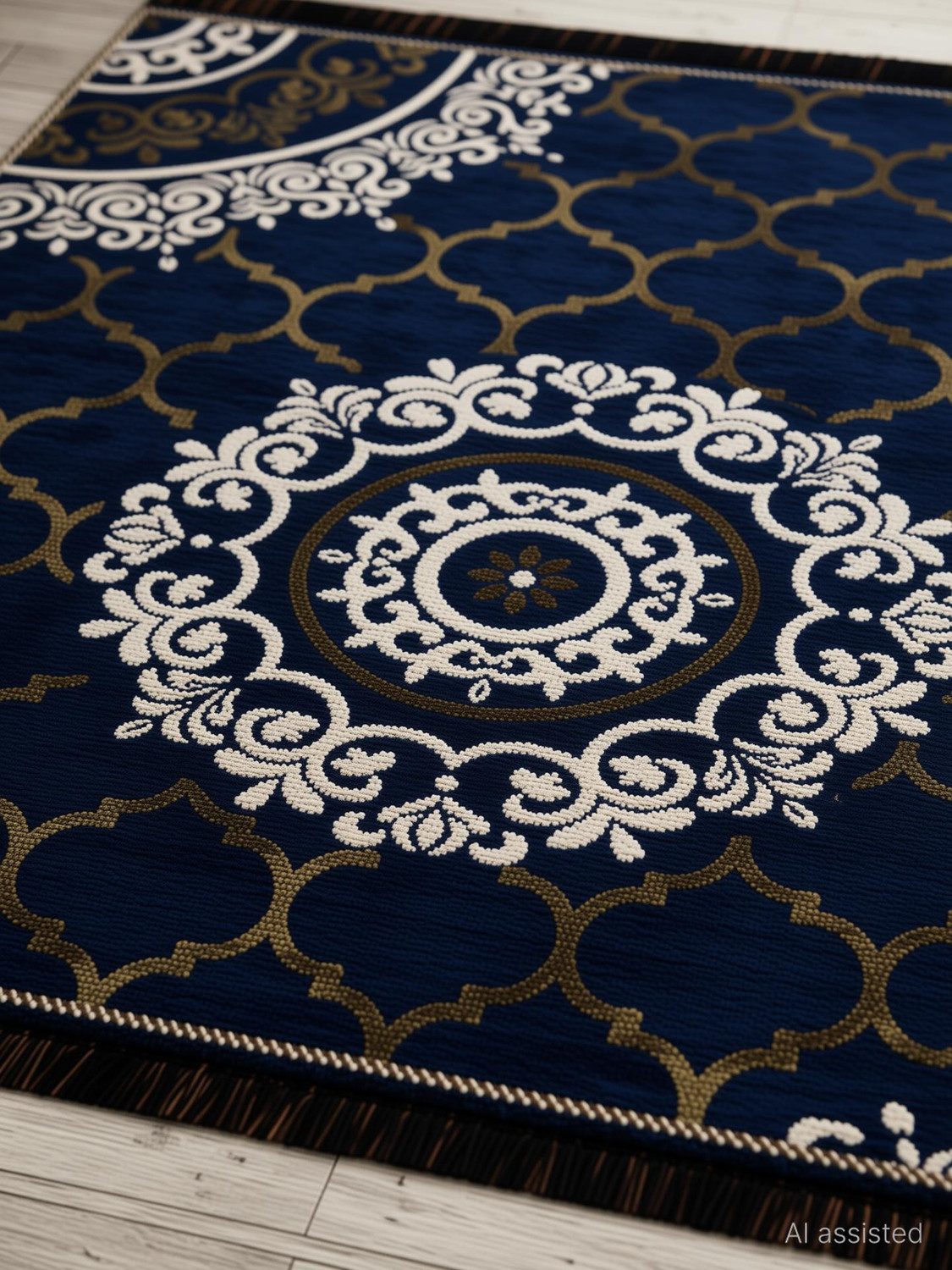 Image of NCS 5 cm X 7 cm Velvet Carpet (Rectangle, Dark Blue)