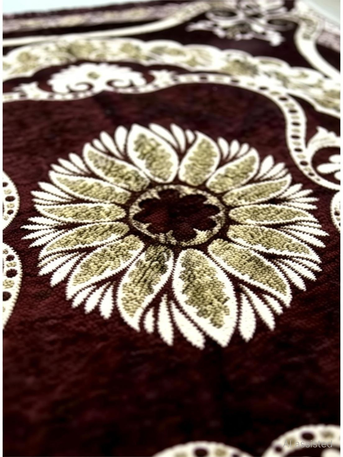 Image of JUSTWAY 5 ft X 7 ft Chenille Carpet (Rectangle, Brown)