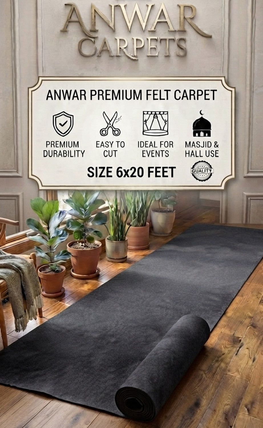 Image of AnwarCarpet 20 ft X 6 ft Synthetic Carpet