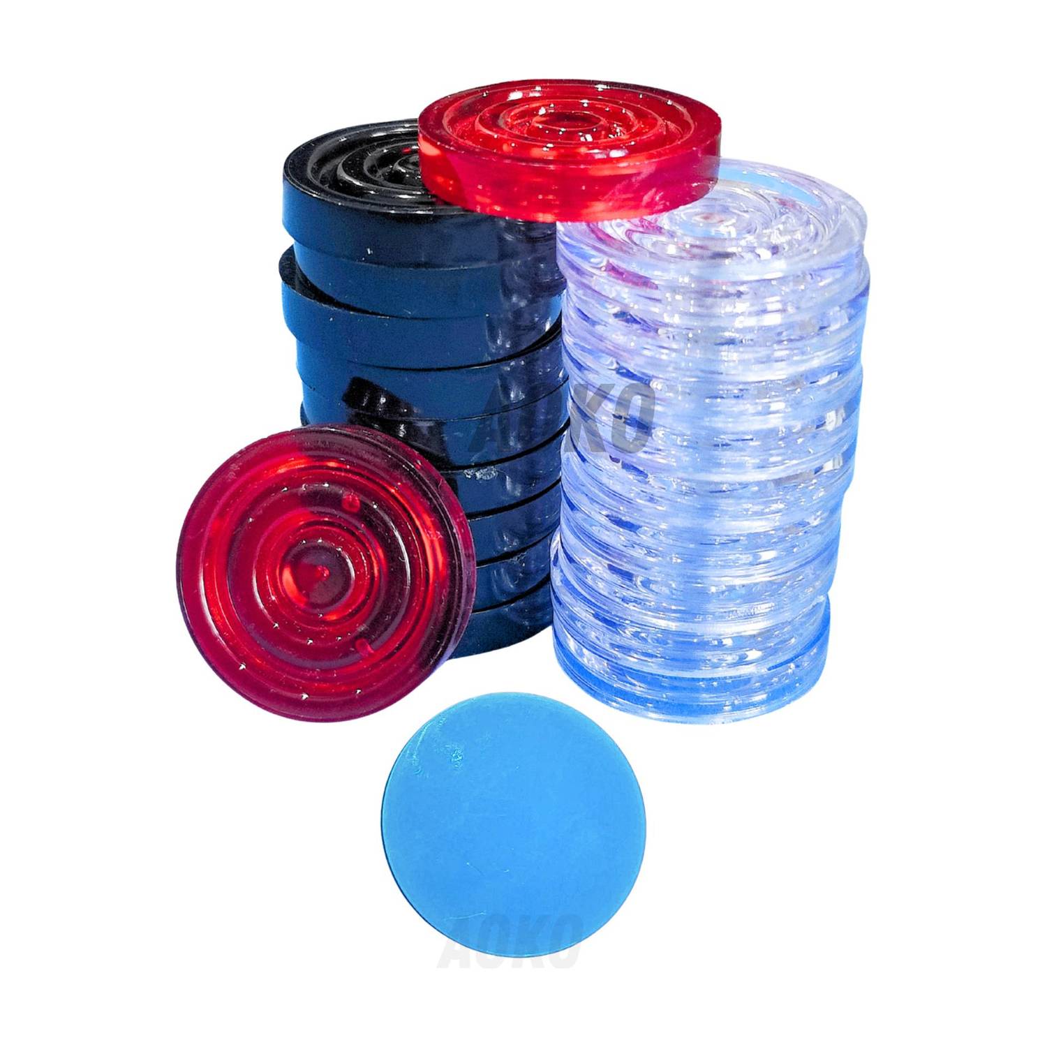 AOKO 20 Pcs Crystal Carrom Coins with Premium Stickers – Smooth & Durable Play Carrom Pawns