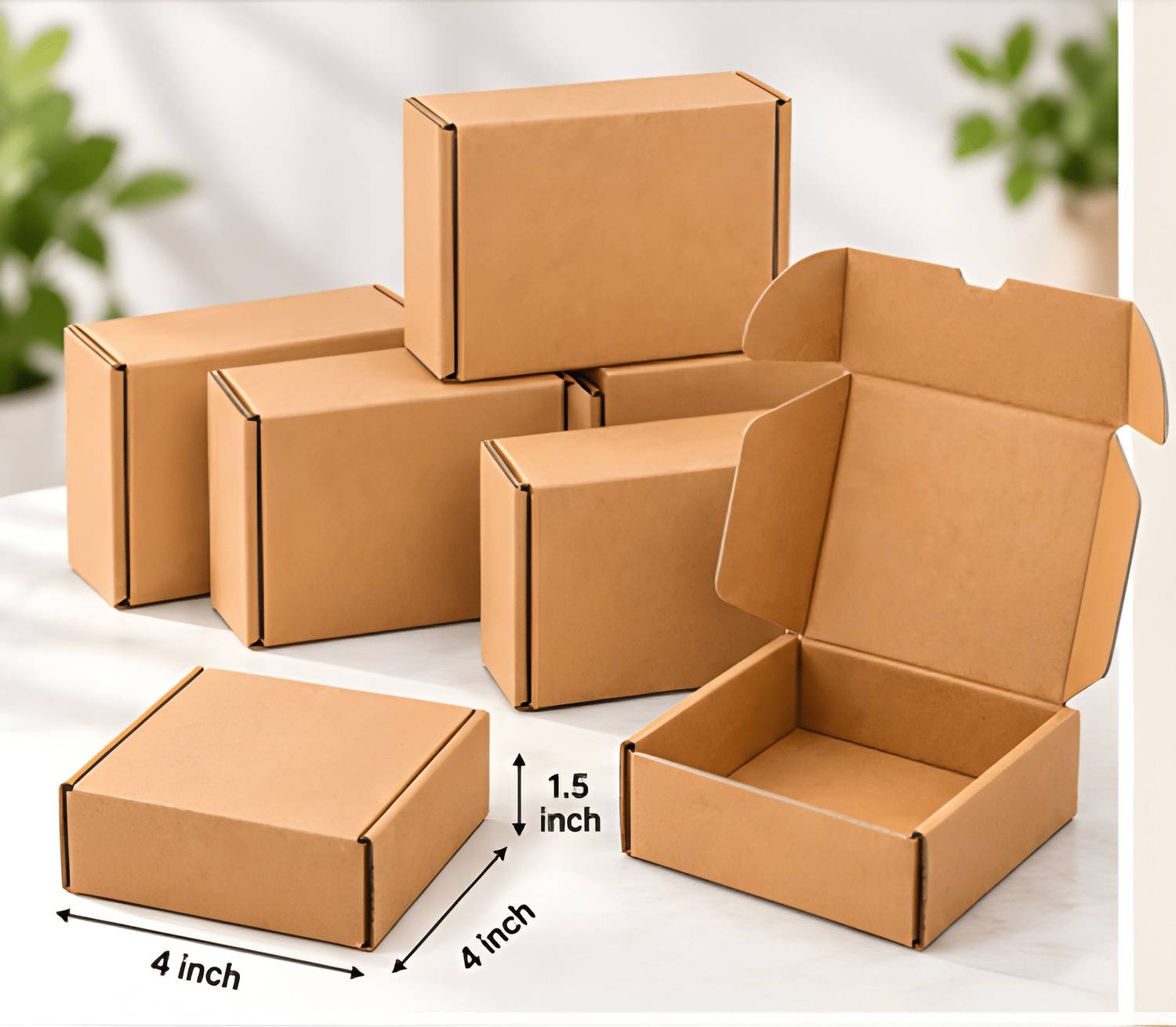 Akash Corrugated Cardboard 3 Ply Brown Mailer Box 4x4x1.5 Inch for Jewellery, Gifts & E-Commerce Packaging Box