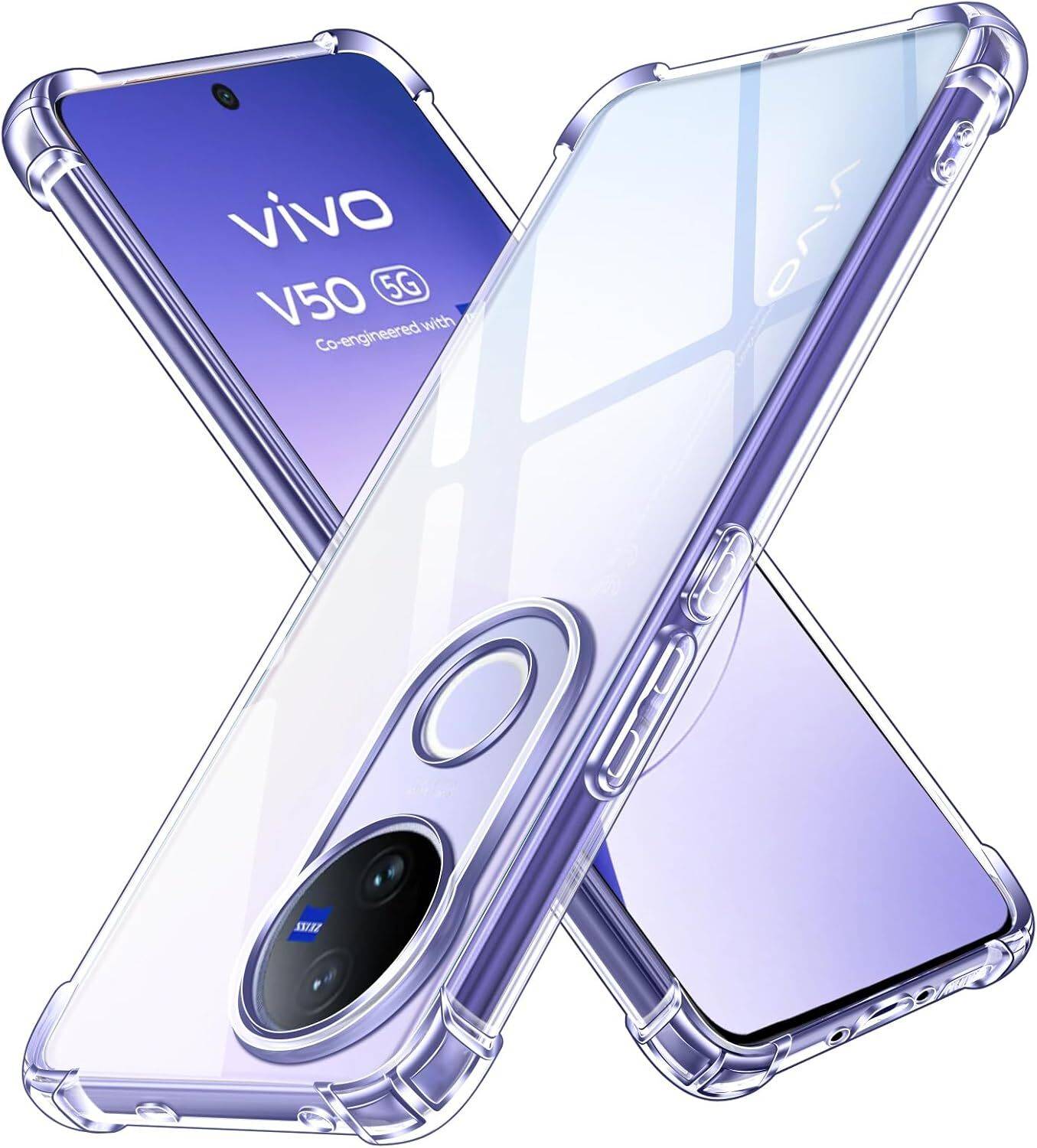 CLOVYR Back Cover for Vivo V50 5G/V50e 5G Bumper Silicon Transparent Case