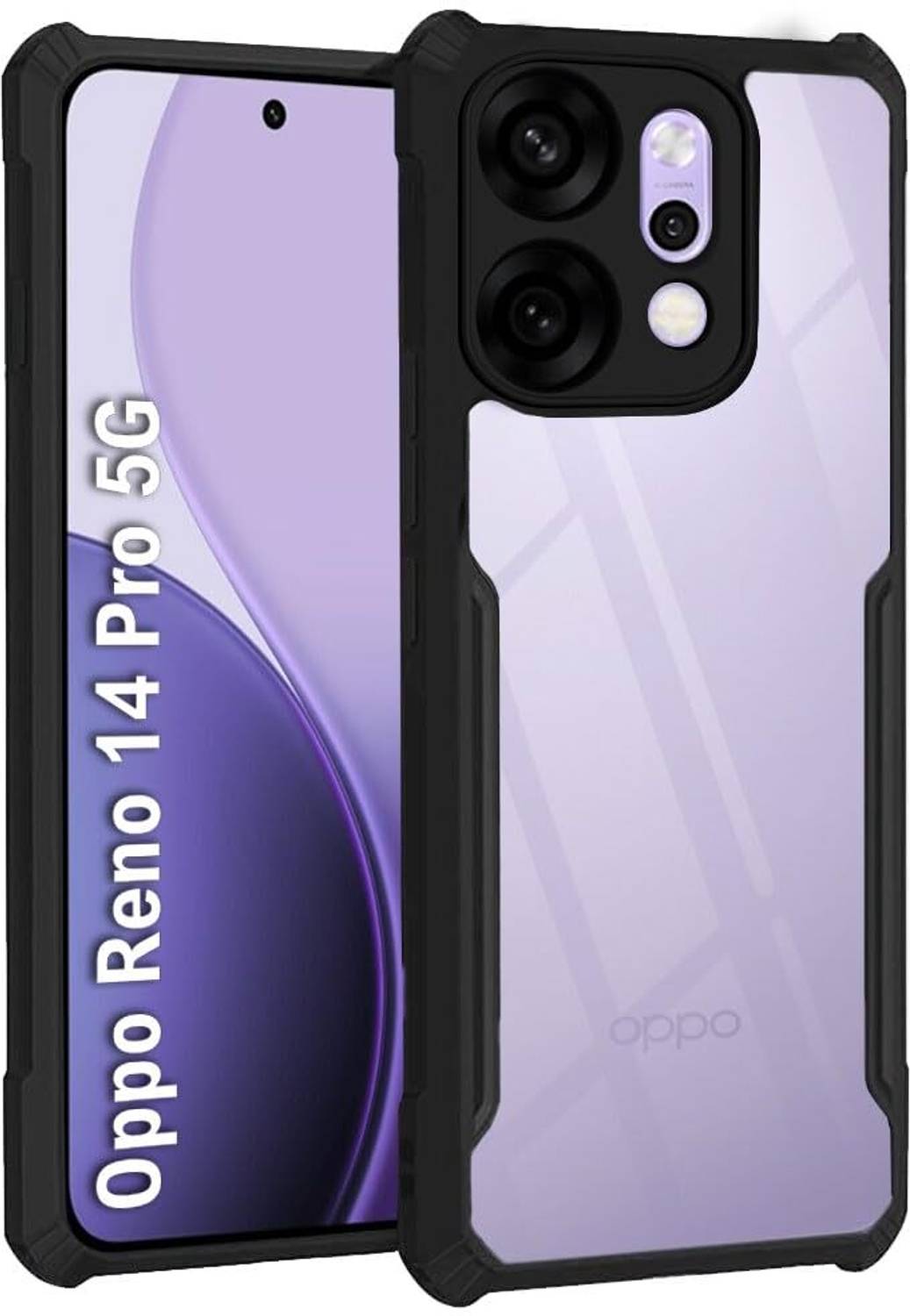 Bodoma Back Cover for Oppo Reno 14 Pro 5G Transparent/Black