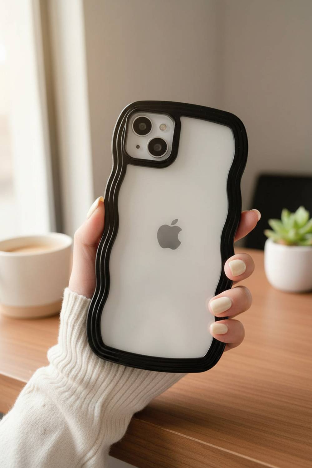 AGRONA Back Cover for Apple iPhone 15- Cute Wavy Edge,with Raised Camera Protection &amp; Stylish Aesthetic Design - AGRONA : Flipkart.com