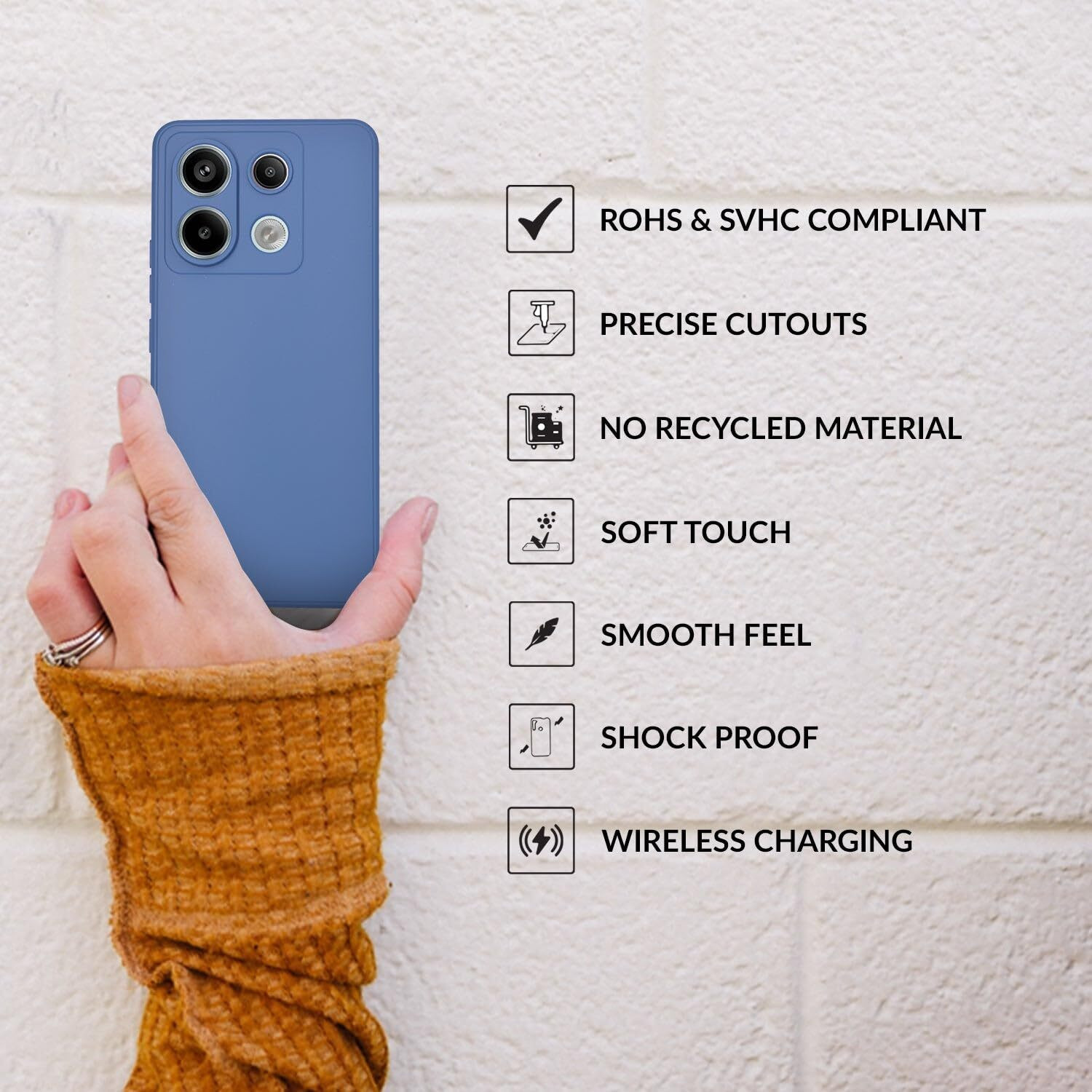 Image of Sprig Back Cover for Sprig TPU Matte Back Cover for POCO X6 5G, Poco X6 5G (Blue, Flexible Case, Pack of: 1)