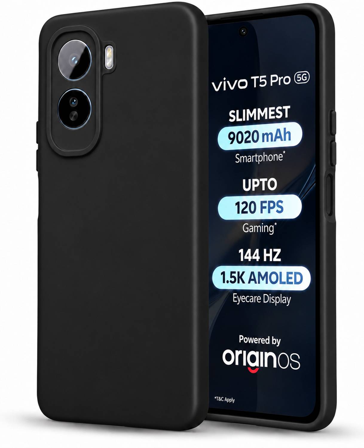 ArmourPro Back Cover for Vivo T5 Pro 5G, Vivo T5 Pro, Microfiber Lining, Silicon Case