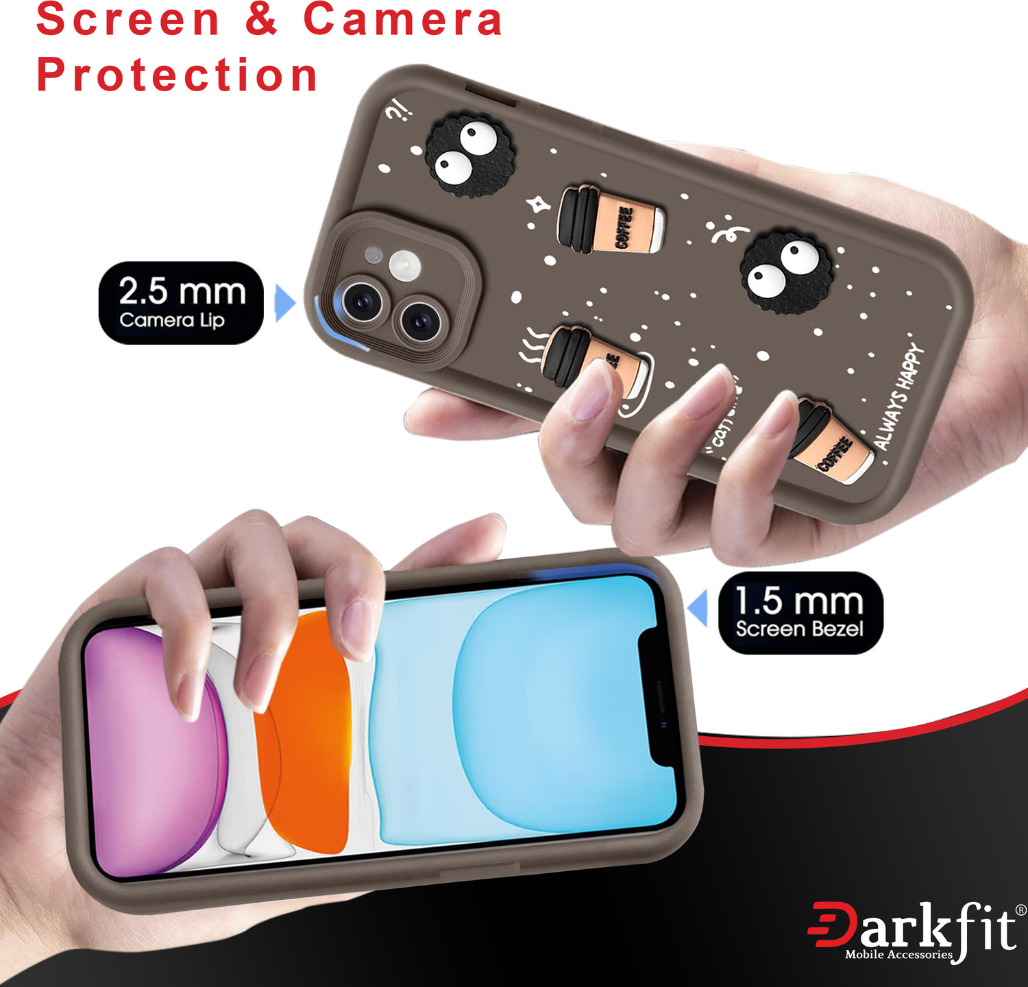 Image of DARKFIT Back Cover for Apple iPhone 12 Mini, 3D Coffee Design Case