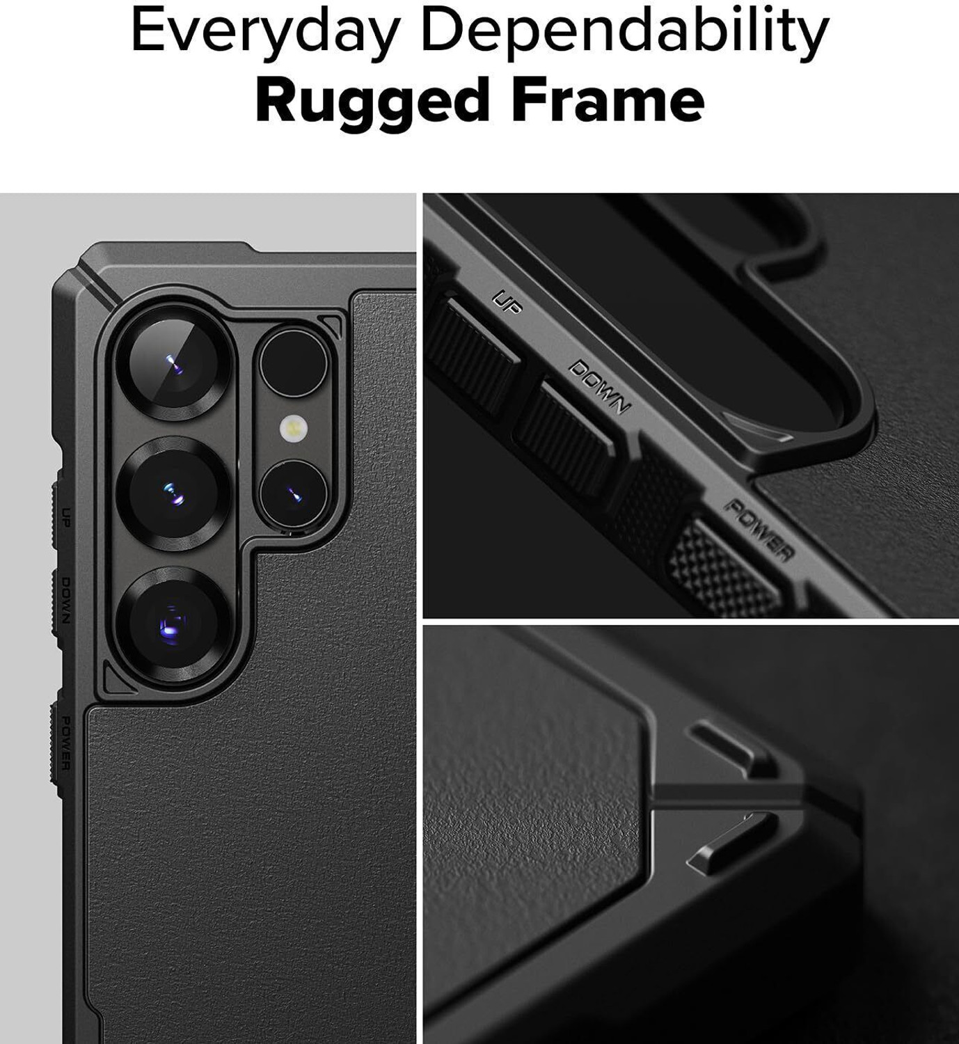 Image of Ringke Back Cover for Samsung Galaxy S25 Ultra (Black, Rugged Armor, Polycarbonate, Thermoplastic Polyurethane)