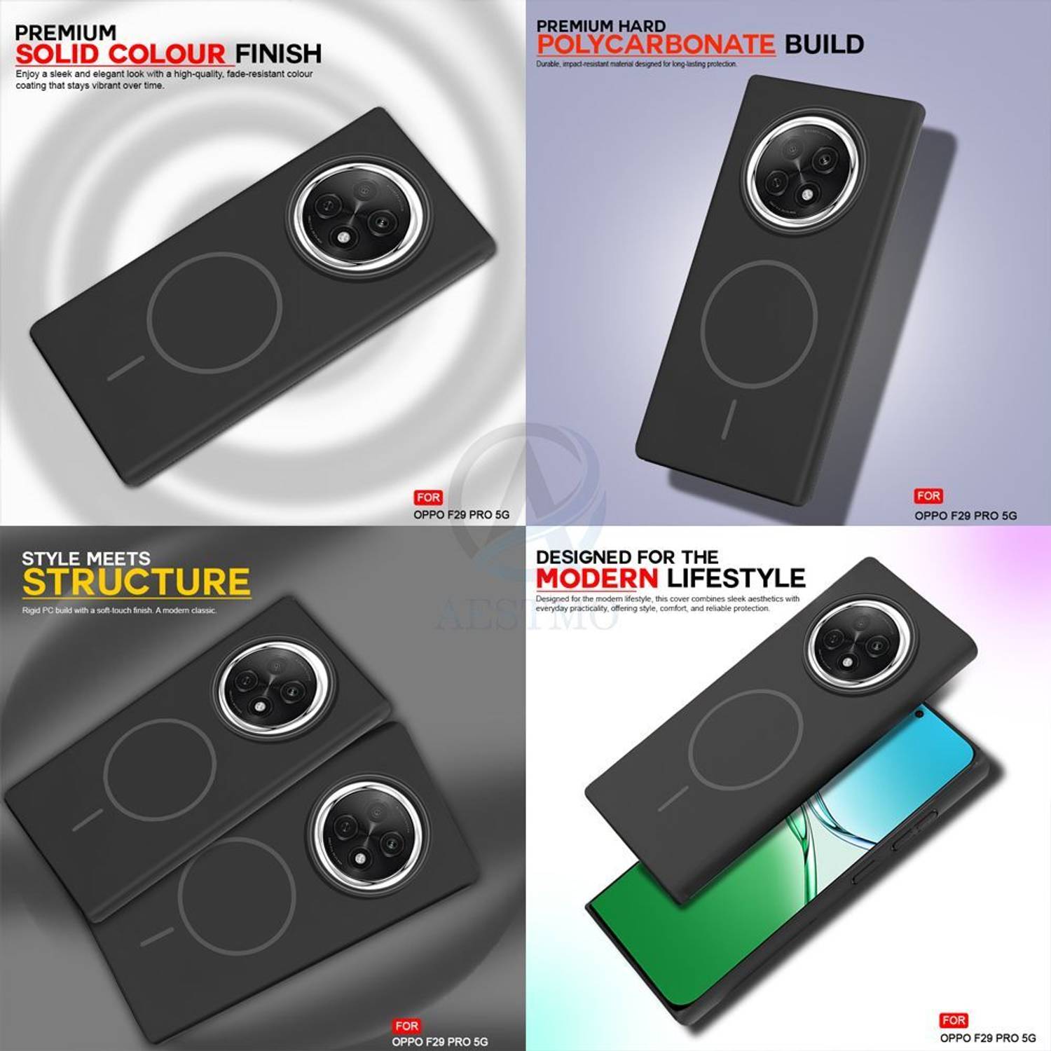 AESTMO Back Cover for Oppo F29 Pro 5G Black - Image 5