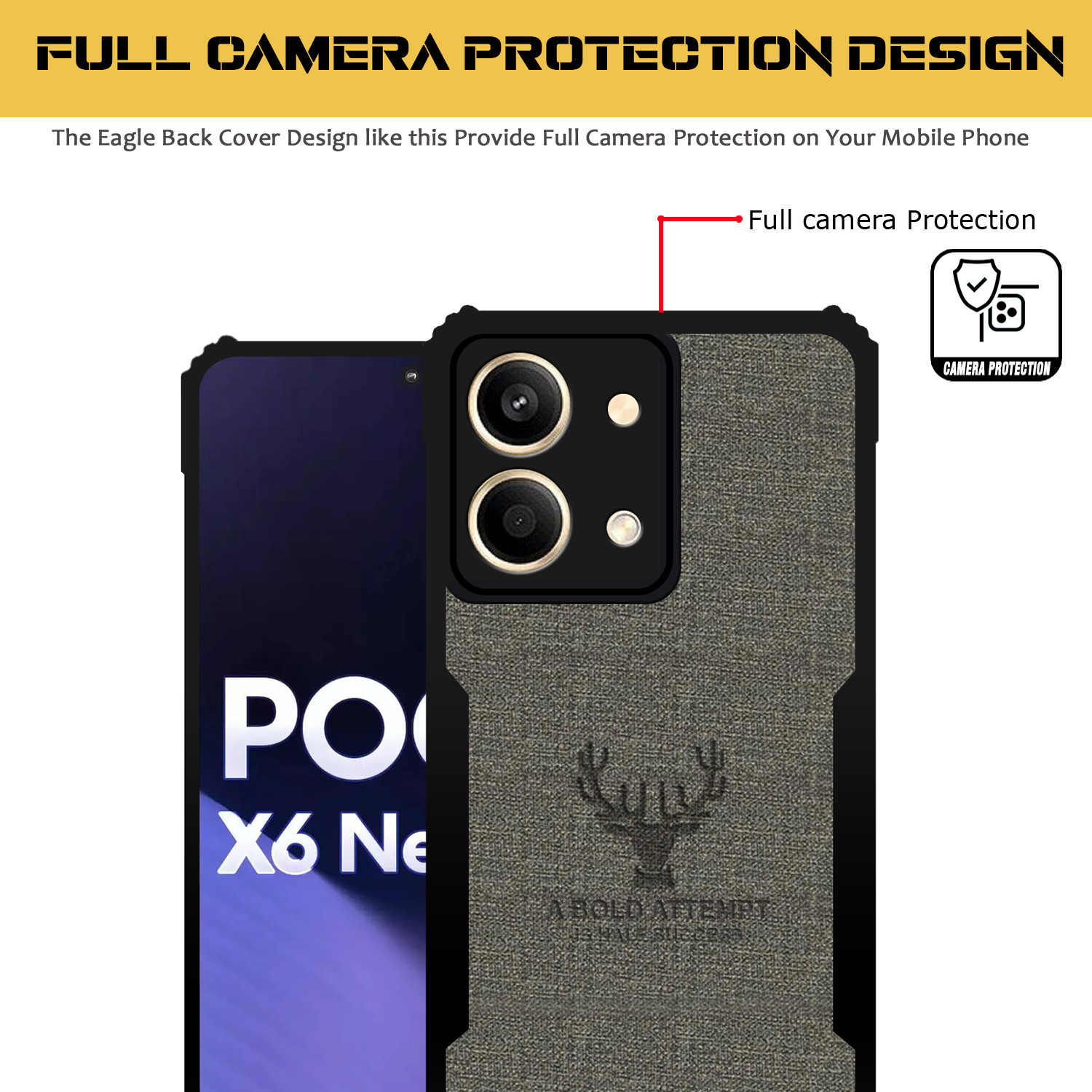 Image of PikTrue Back Cover for Poco X6 Neo 5G |Vegan PU Leather |Deer Case| Camera Lens Protection