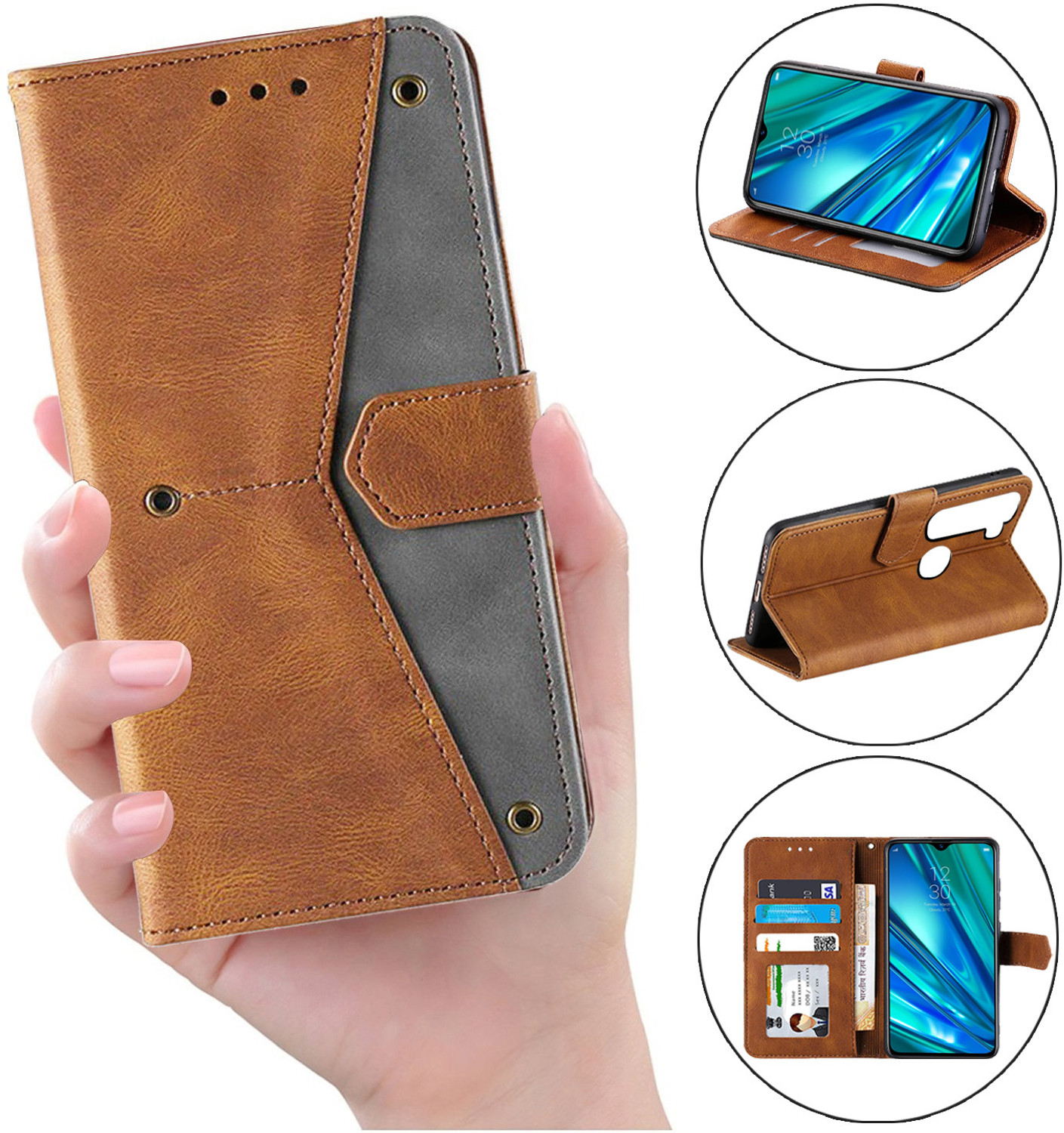 Image of Autofocus Back Cover for Realme 5 Pro (Brown, Magnetic Case, Pack of: 1)