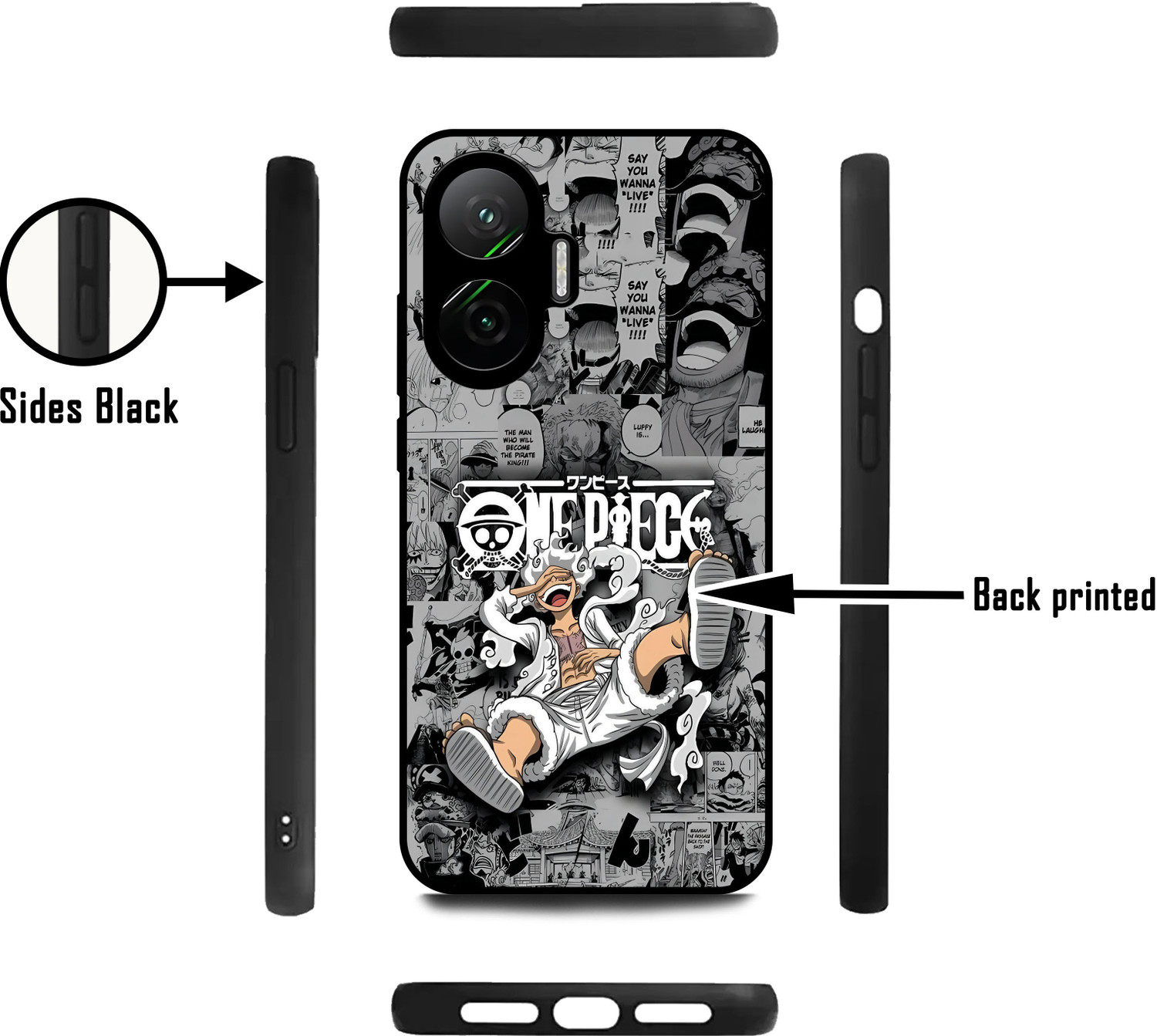 Image of JDCreations Back Cover for POCO F7 5G Onepiece Luffy Anime 2D Designer Mobile Back Cover