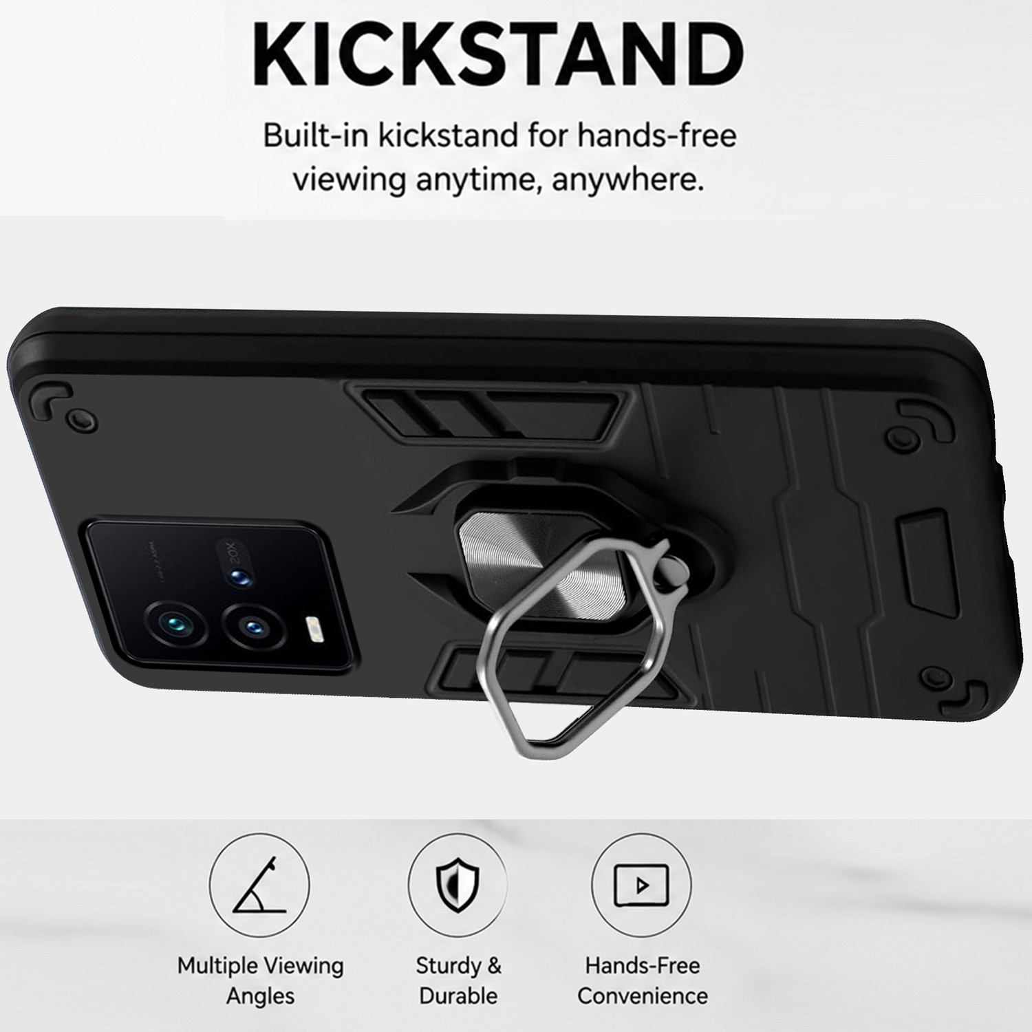Image of CASETASTIC Back Cover for iQOO 9T 5G (Black, Shock Proof, Plastic, Pack of: 1)