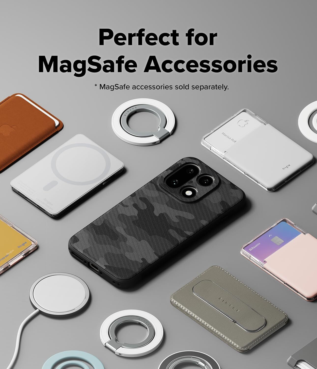 Image of Ringke Back Cover for OnePlus 15 (Black, Magnetic Case, Polycarbonate, Thermoplastic Polyurethane, Pack of: 1)