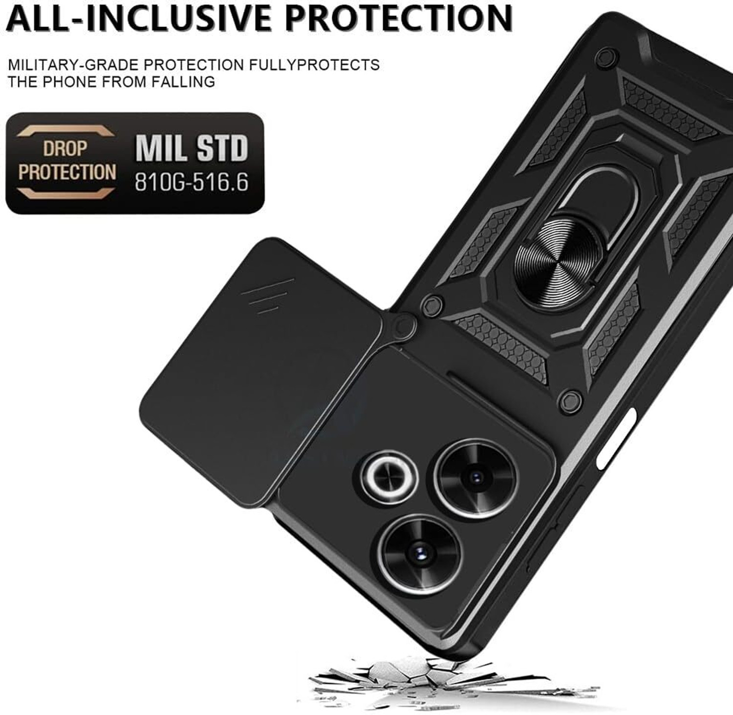 Image of Cover Alive Back Cover for POCO M6 Plus 5G (Black, Slider, Thermoplastic Polyurethane, Pack of: 1)