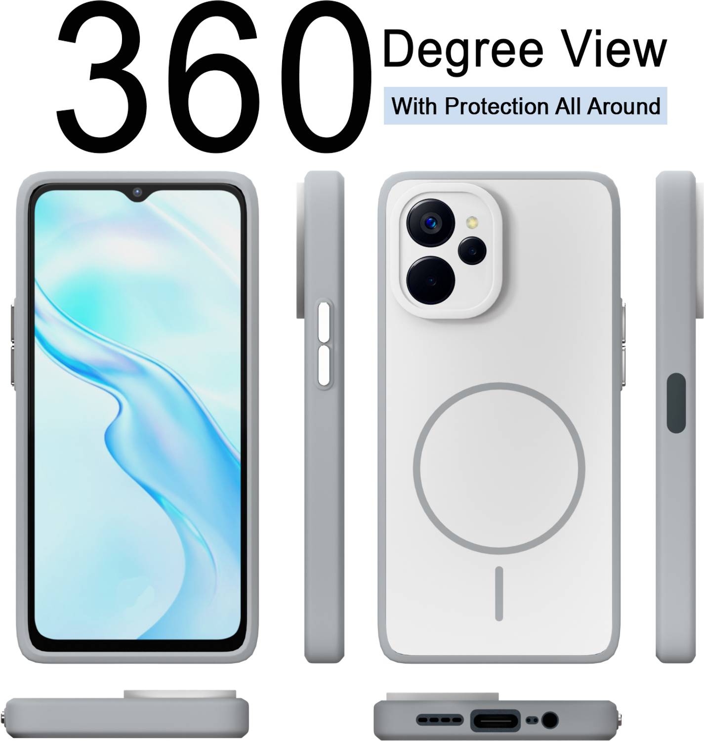 KartV Back Cover for Realme 9i 5G, Gray - Image 5