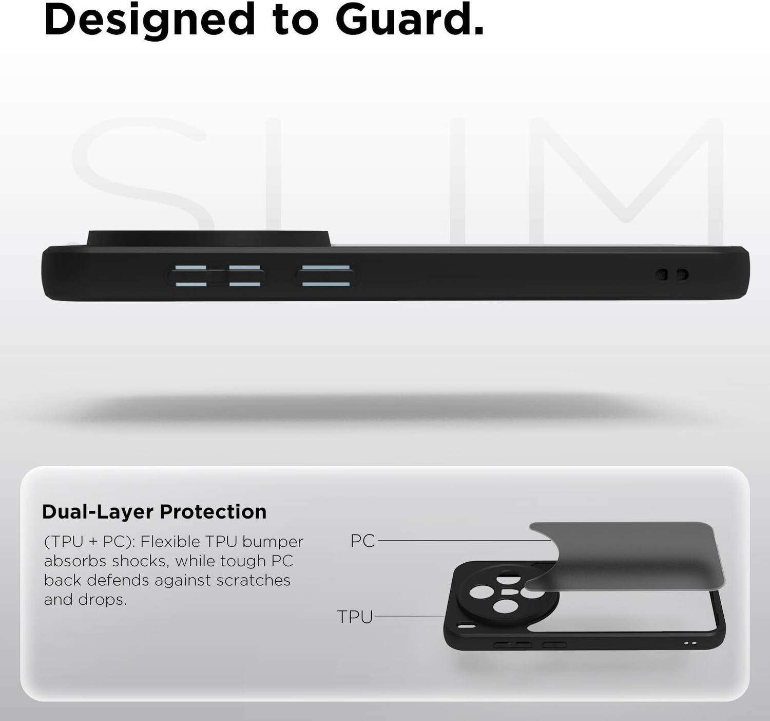 Image of RIGGEAR Back Cover for Vivo X300 5G (Black, Shock Proof, Thermoplastic Polyurethane, Polycarbonate)