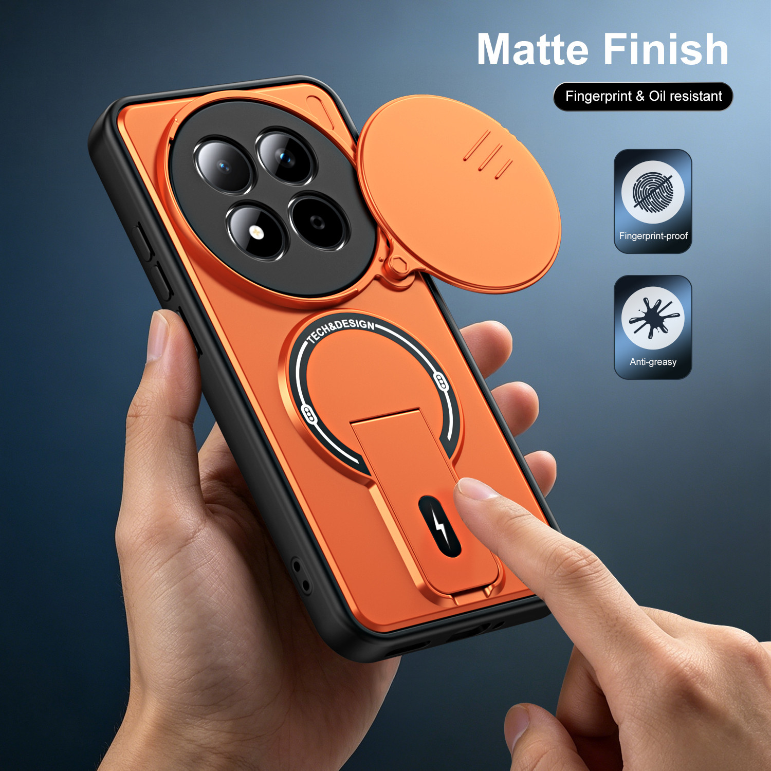 Image of Vkmei Back Cover for vivo X200T (Orange, Shock Proof, Polycarbonate, Pack of: 1)