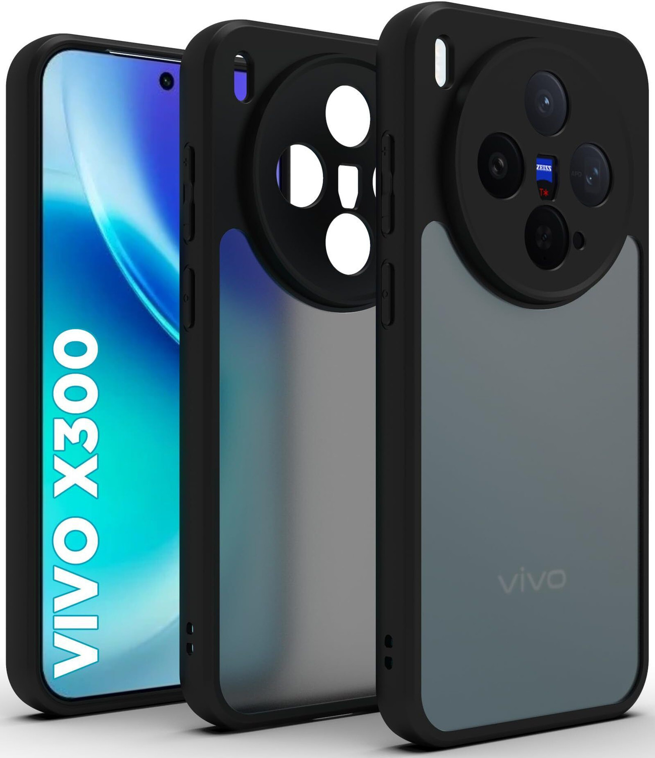 Image of RIGGEAR Back Cover for Vivo X300 5G (Black, Shock Proof, Thermoplastic Polyurethane, Polycarbonate)