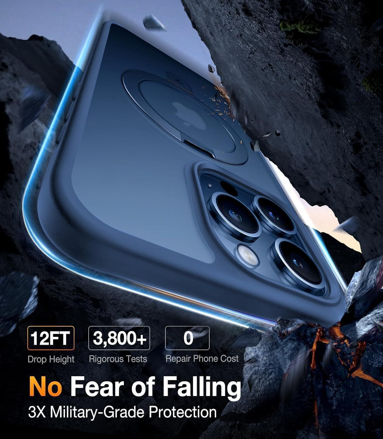 Image of AIBEX Back Cover for Apple iPhone 12 Pro / Apple iPhone 12 (Blue, Magsafe, Thermoplastic Polyurethane, Polycarbonate, Pack of: 1)