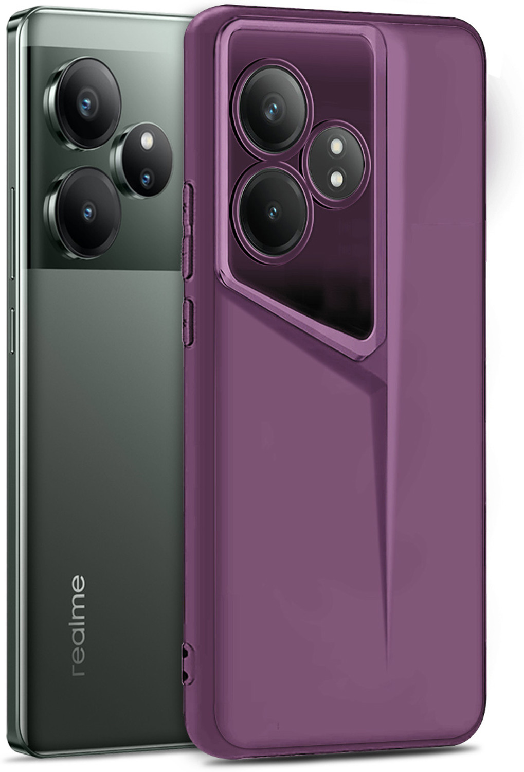 Image of Plus Back Cover for Realme GT 6T 5G (Purple, Flexible, Rubber, Pack of: 1)