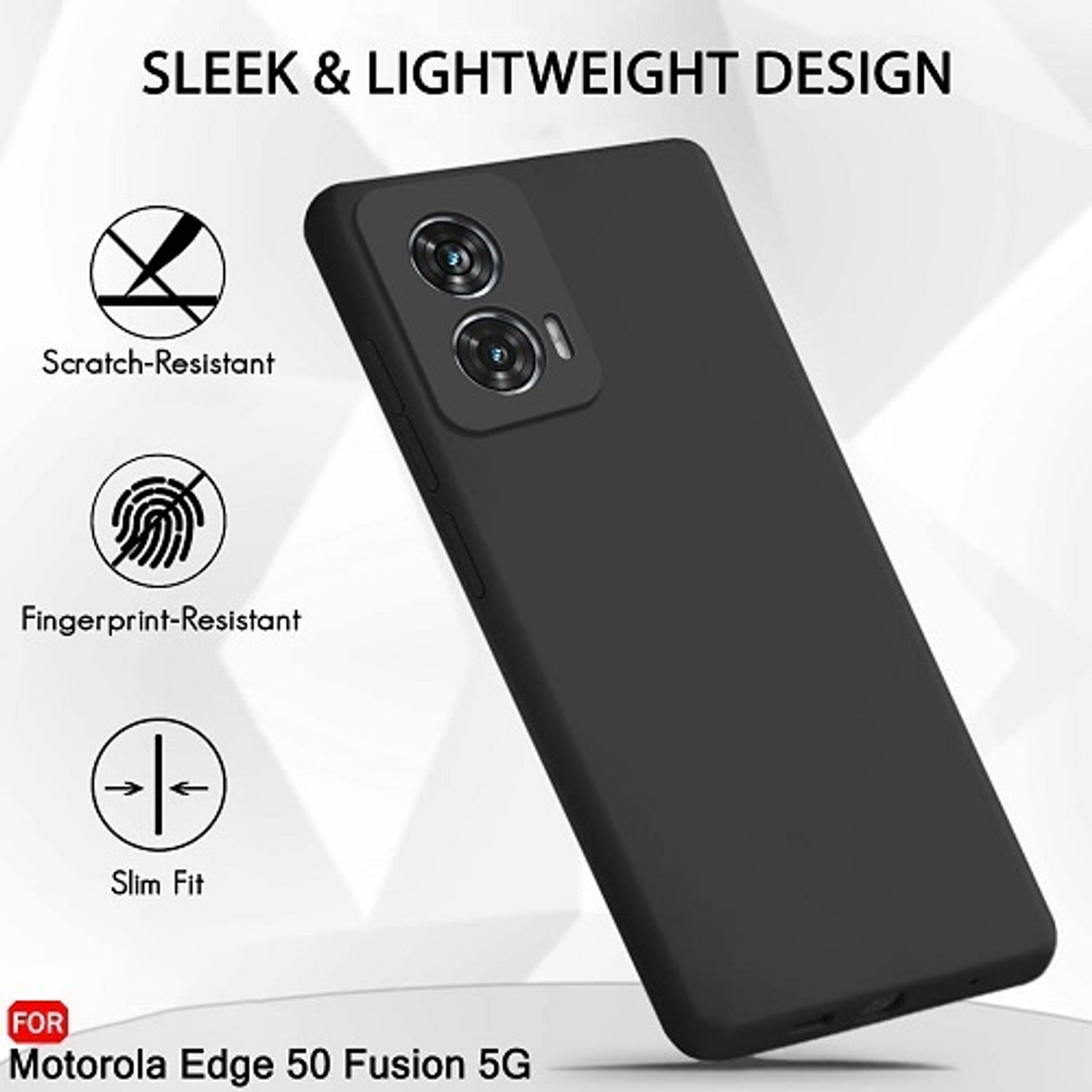 Image of Ricka Back Cover for MOTOROLA Edge 50 Fusion (Black, Grip Case, Rubber, Pack of: 1)