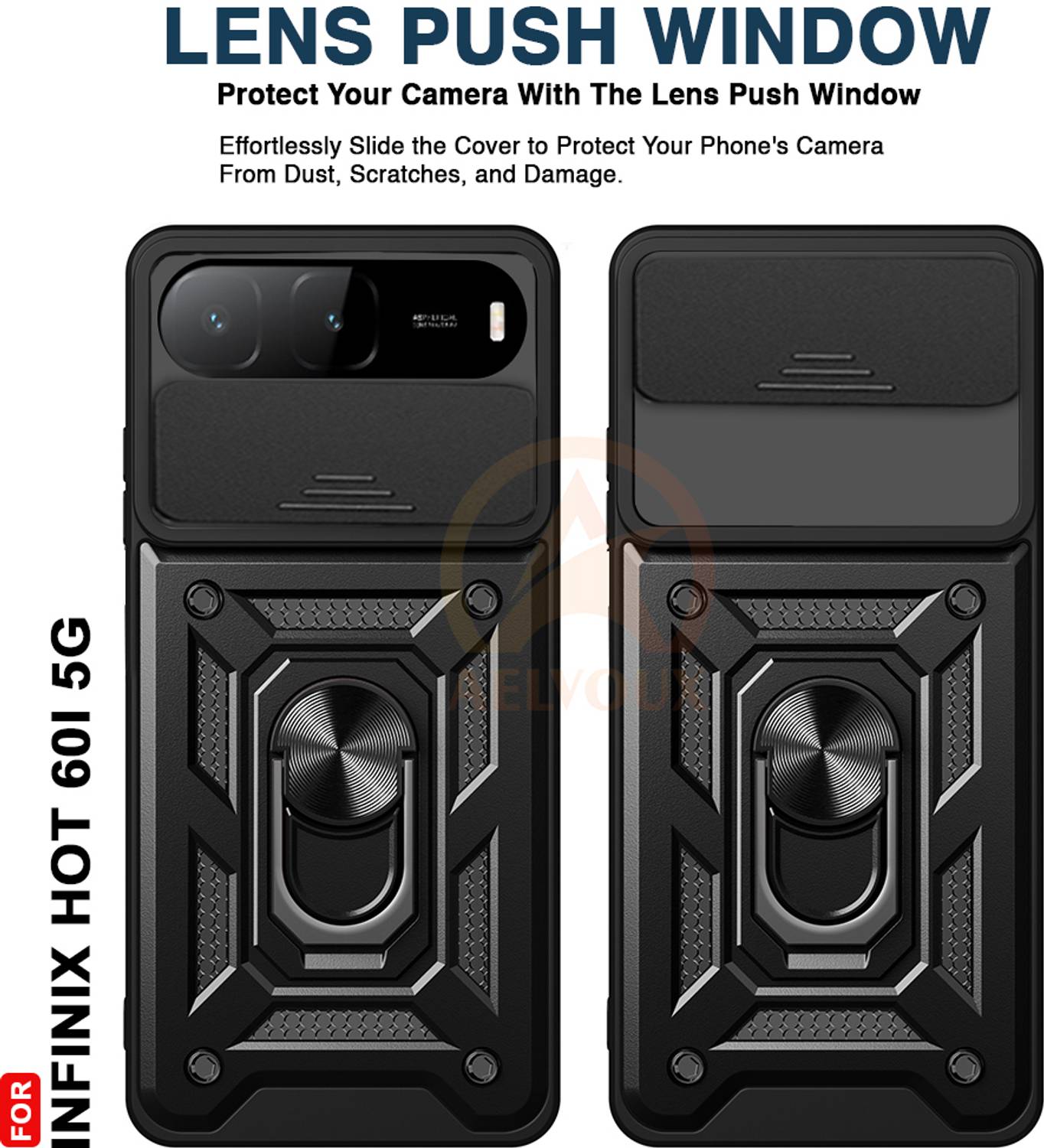 AelVouX Back Cover for Infinix Hot 60i Black - Image 3