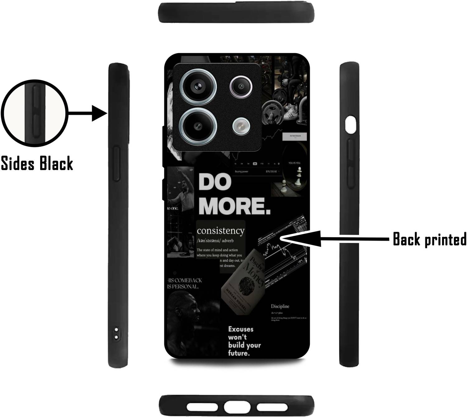 Back Cover for REDMI NOTE 13 PRO 5G QUOTES, DO MORE, MOTIVATIONAL QUOTES, MOTIVATION - Image 2