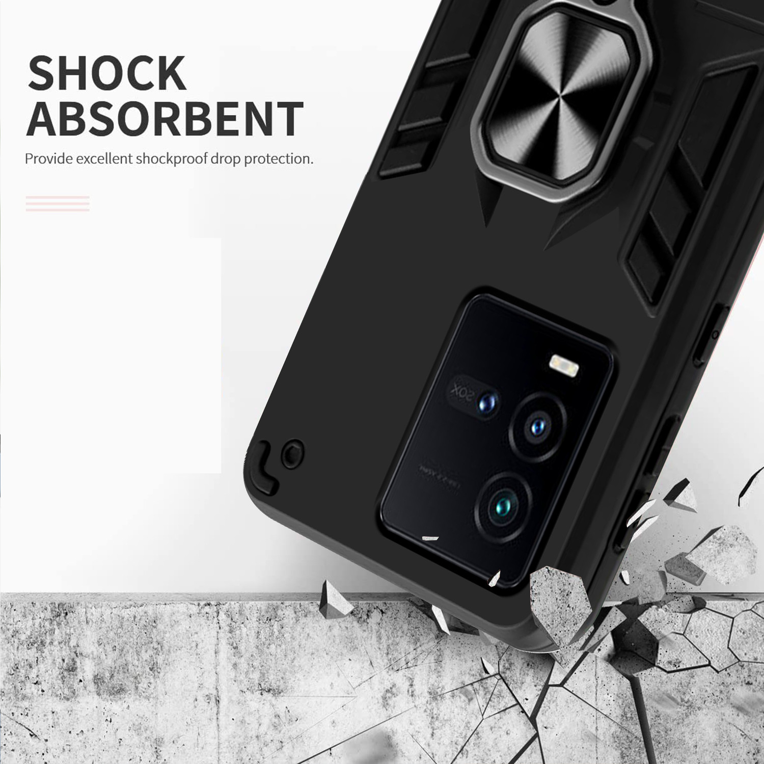 Image of CASETASTIC Back Cover for iQOO 9T 5G (Black, Shock Proof, Plastic, Pack of: 1)