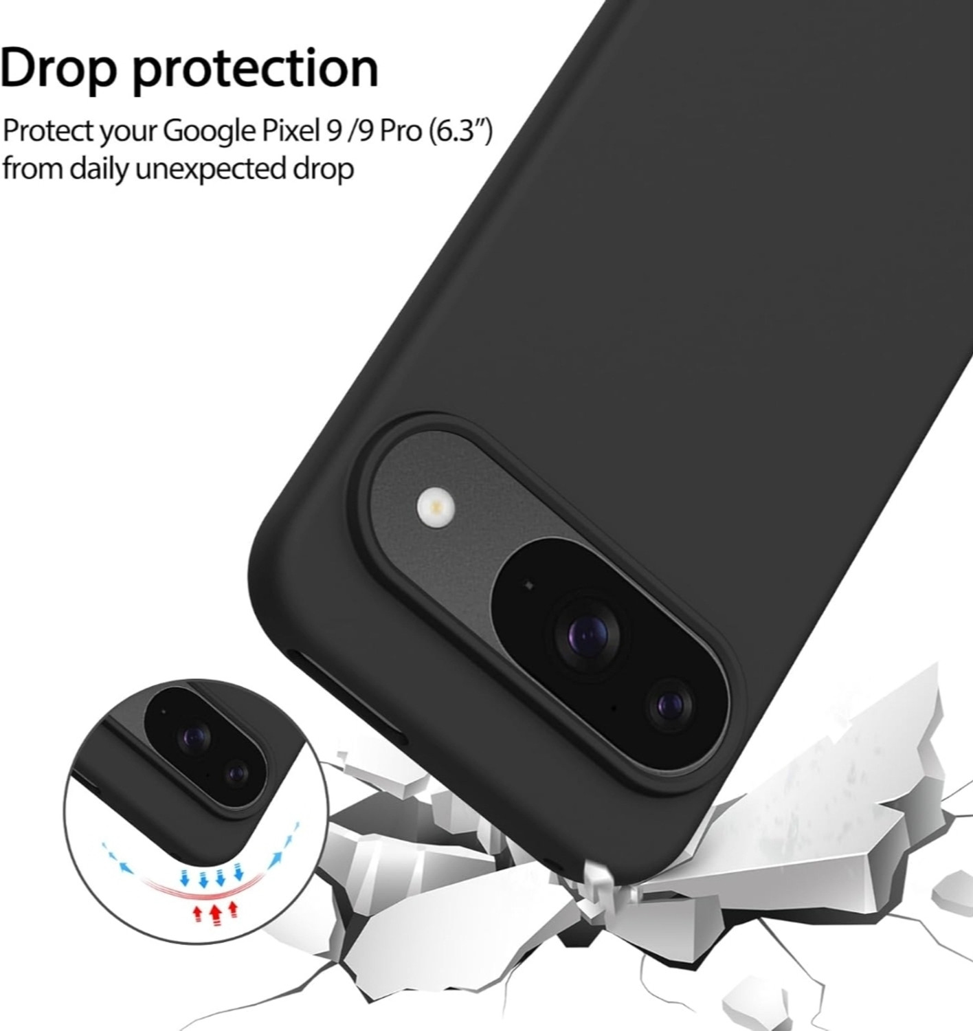 Image of arrise Back Cover for Google pixel 9 (Black, Grip Case, Silicon, Pack of: 1)