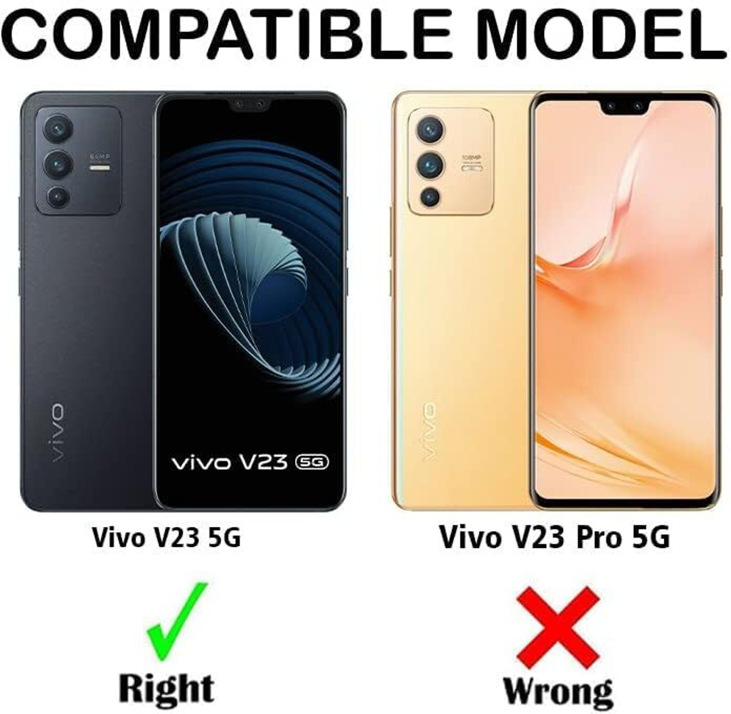 Image of PUNAK Back Cover for Vivo V23 5G (Black, Grip Case, Polycarbonate, Pack of: 1)