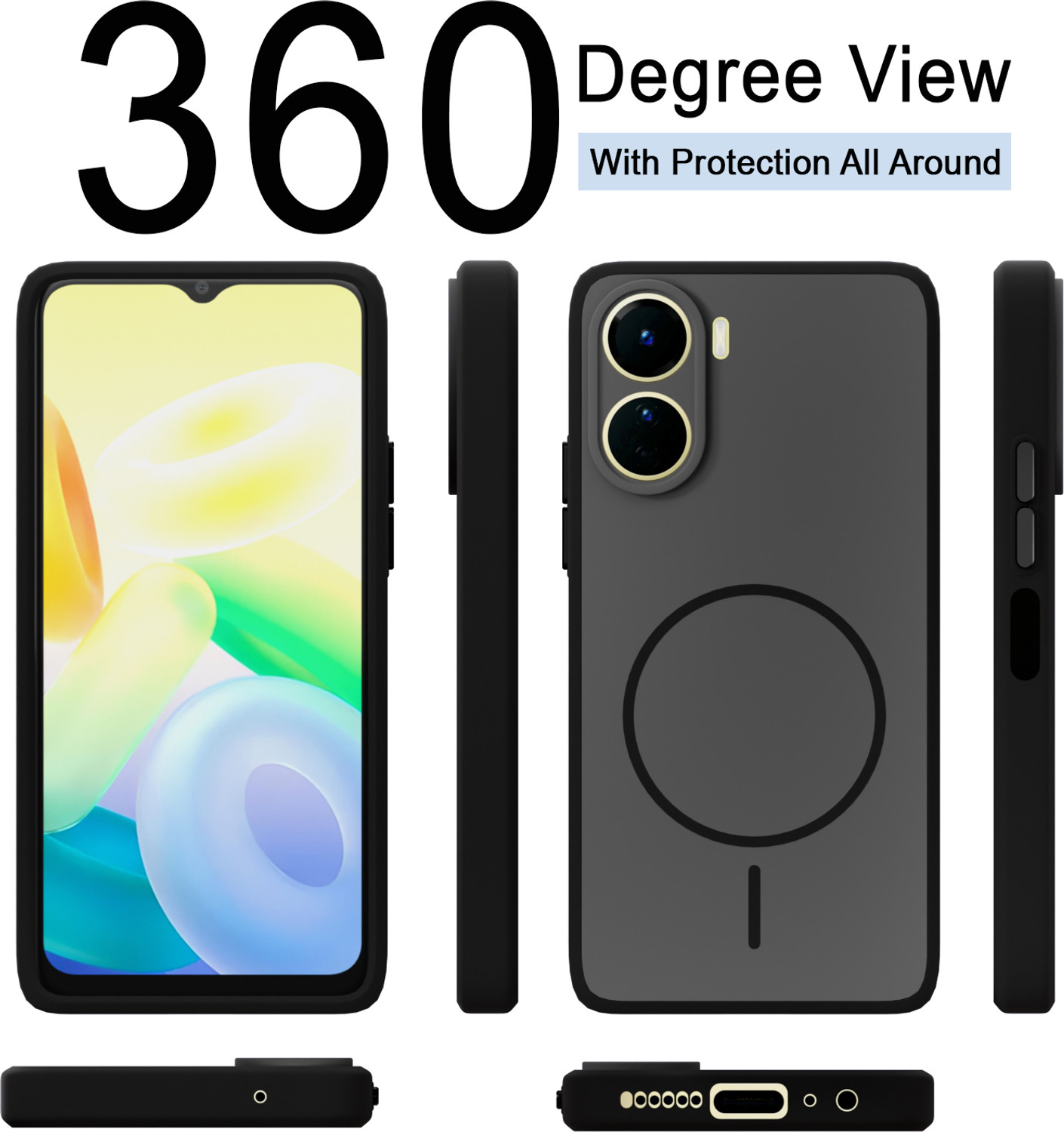 Image of KartV Back Cover for Vivo Y56 5G (Black, Camera Bump Protector, Silicon, Plastic, Polycarbonate, Metal, Pack of: 1)