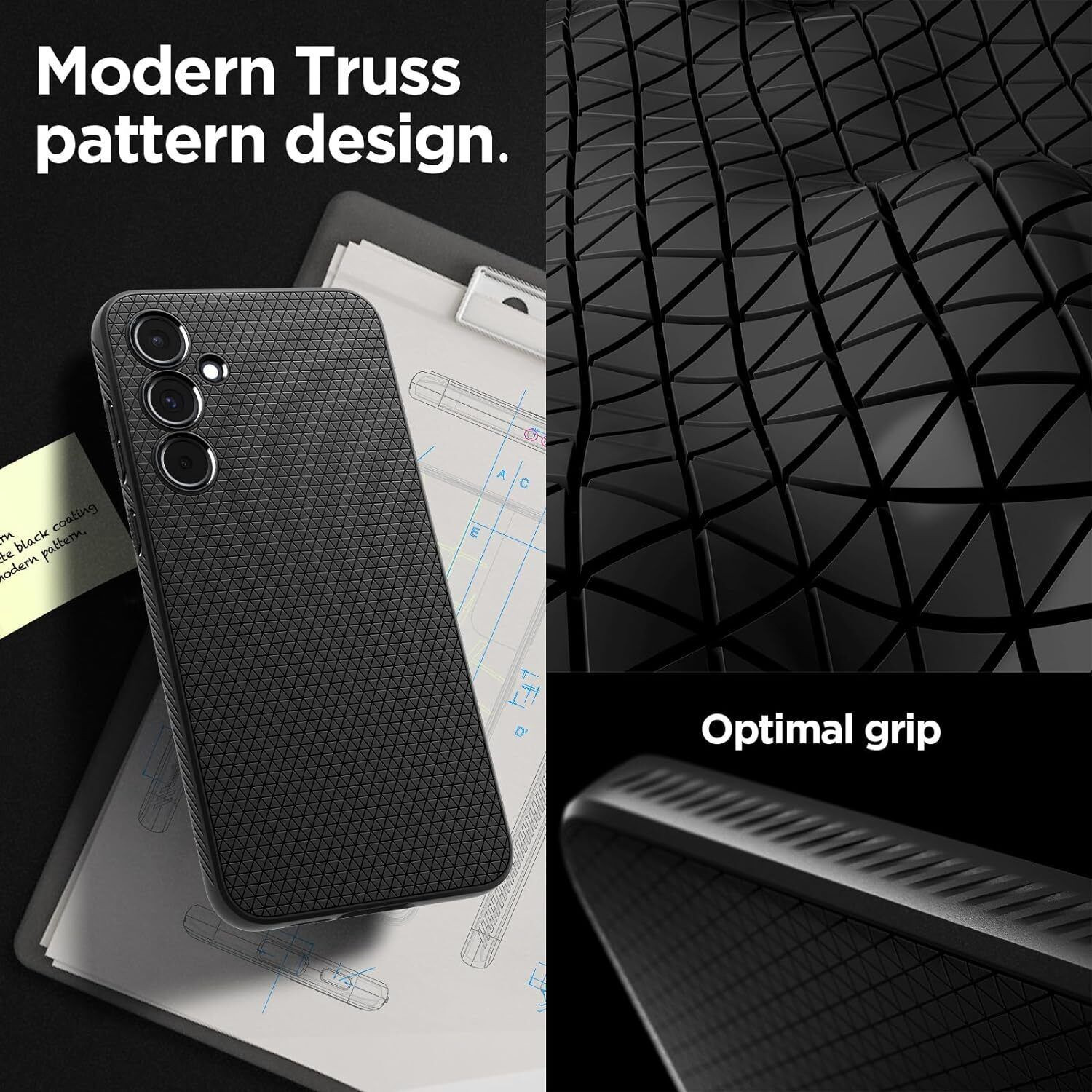 Image of Spigen Liquid Air Back Cover for Samsung Galaxy A55 5G (Black, Flexible, Thermoplastic Polyurethane, Pack of: 1)