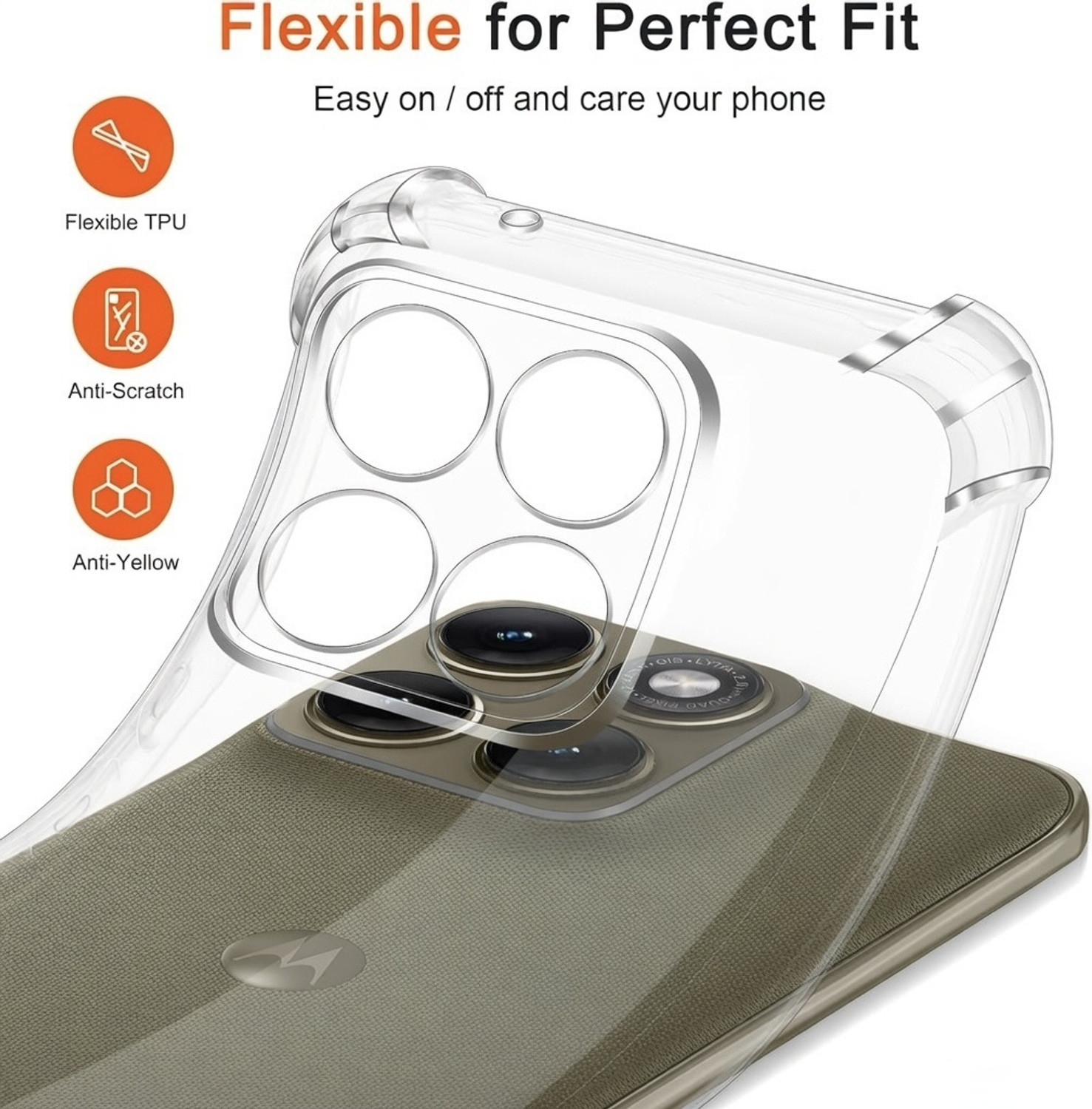 Image of Lustree Back Cover for Motorola Edge 70 pro / 70 Pro Plus + 5G, Moto Edge 70 Pro Plus + / 70 Pro 5G (Transparent, Camera Bump Protector, Rubber, Pack of: 1)