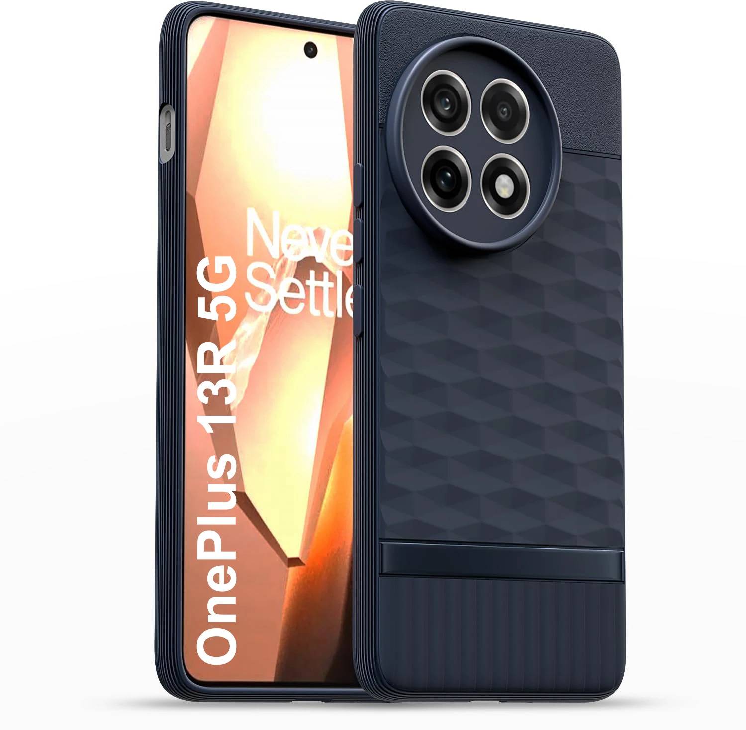 ADITI Designs Back Cover for Oneplus 13R 5G Hexa Cube Design | Ultra Slim Soft Case | Inner Velvet Fabric
