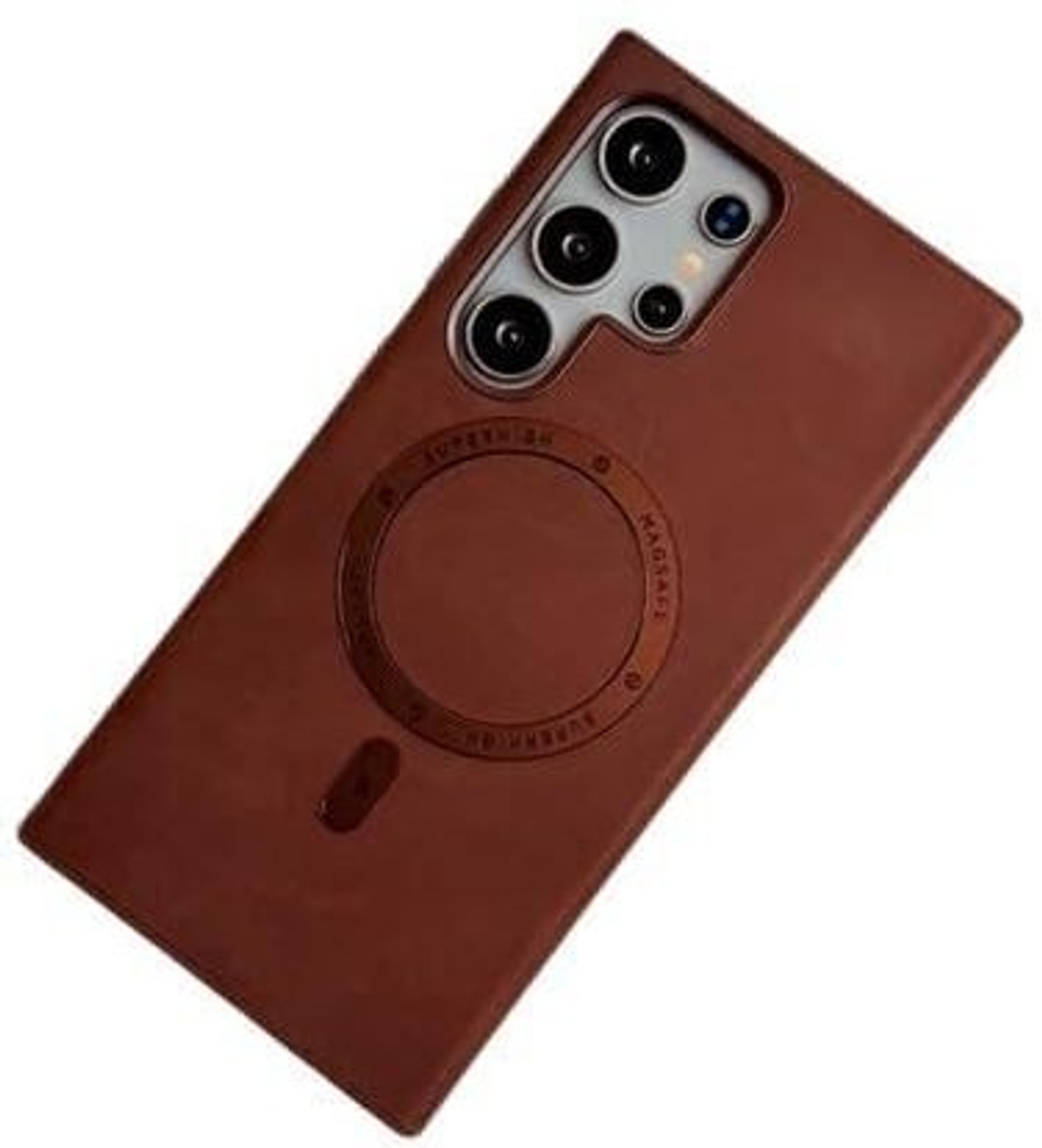Image of VURIOZZ Back Cover for Samsung Galaxy S24 Ultra Tronzo Premium PU Leather Metel Magsafe Ring Case
