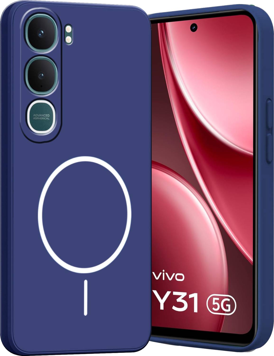 Ascensify Back Cover for vivo Y31 5G Soft Silicone, Flexible, Slim Case with Printed Ring Design