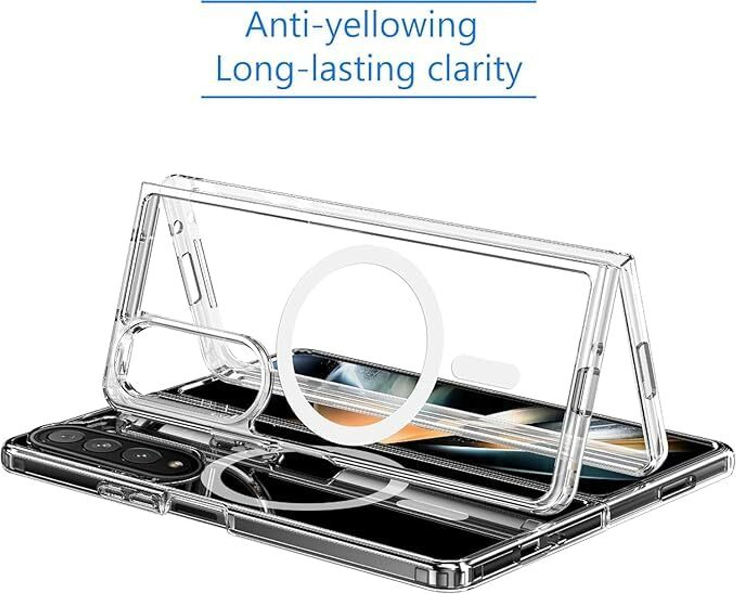 Image of AM COOLLECTION Back Cover for Samsung Galaxy Z Fold 7 Transparent MagSafe Mobile Back Cover - Slim, Strong .