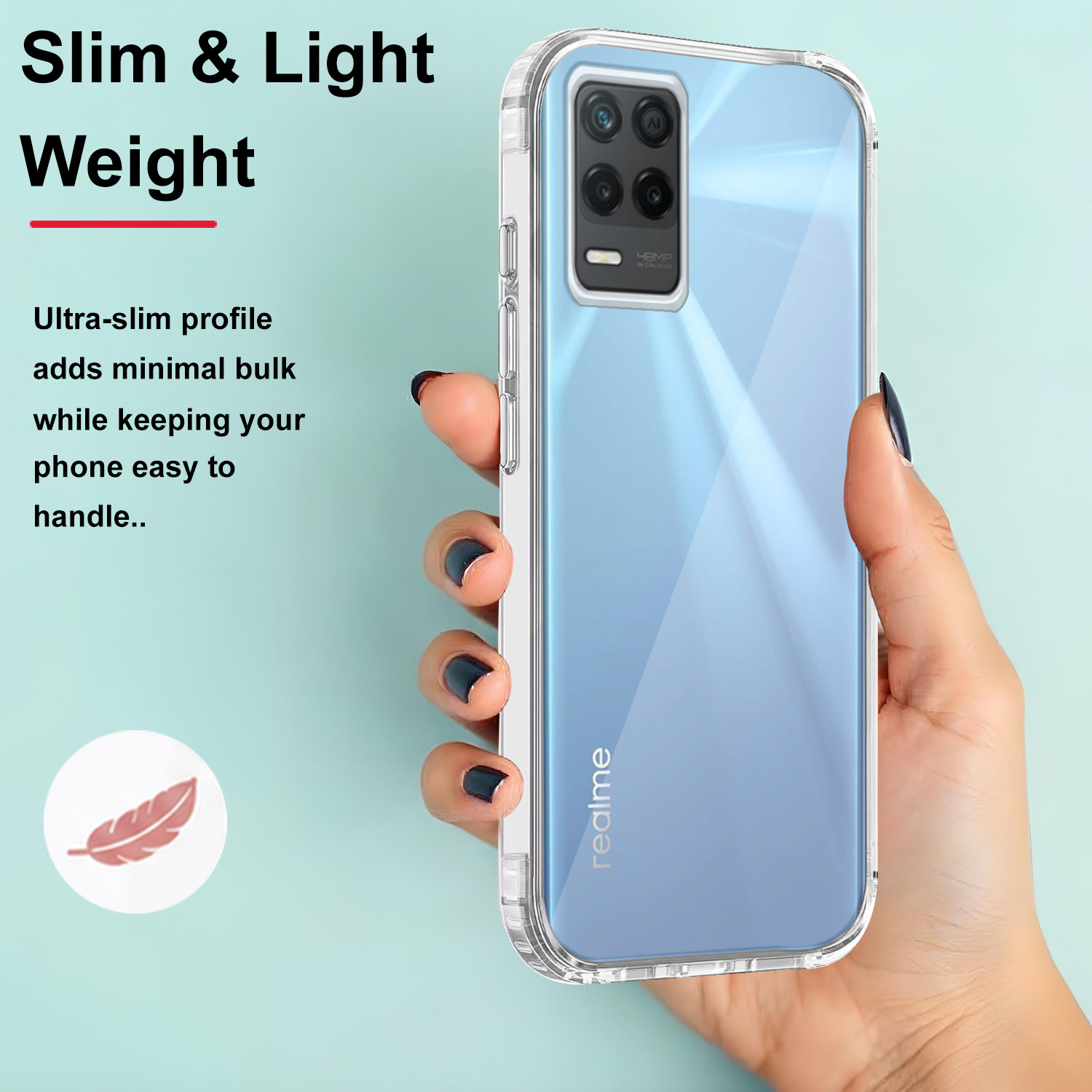 Image of SMARTPOCKET Back Cover for Realme 9 5G (Transparent, 3D Case, Silicon, Pack of: 1)