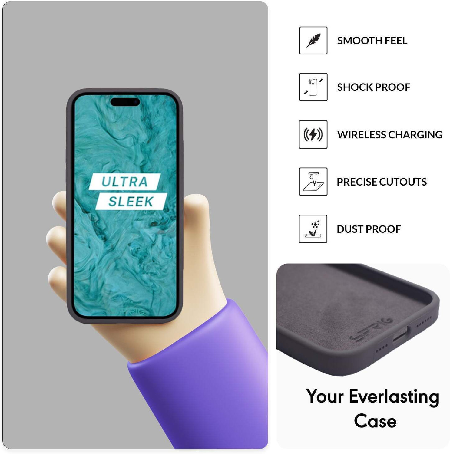 Image of Sprig Liquid Silicone Back Cover for Apple iPhone 15 Pro, iPhone 15 Pro, 15 Pro