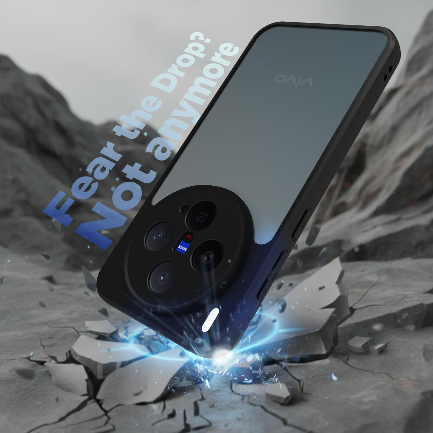 Image of RIGGEAR Back Cover for Vivo X300 5G (Black, Shock Proof, Thermoplastic Polyurethane, Polycarbonate)